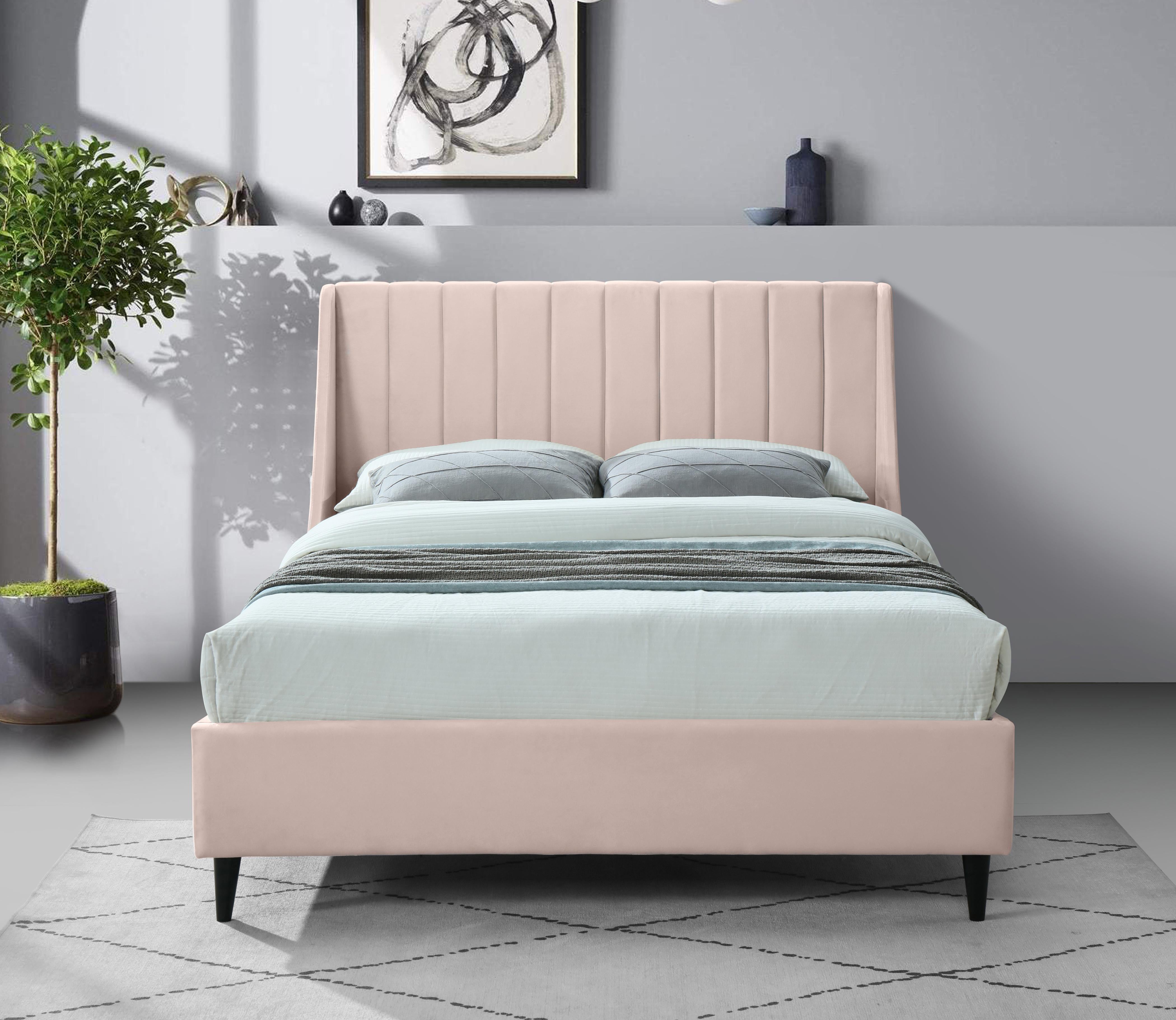 Eva Pink Velvet Queen Bed - Luxury Home Furniture (MI)
