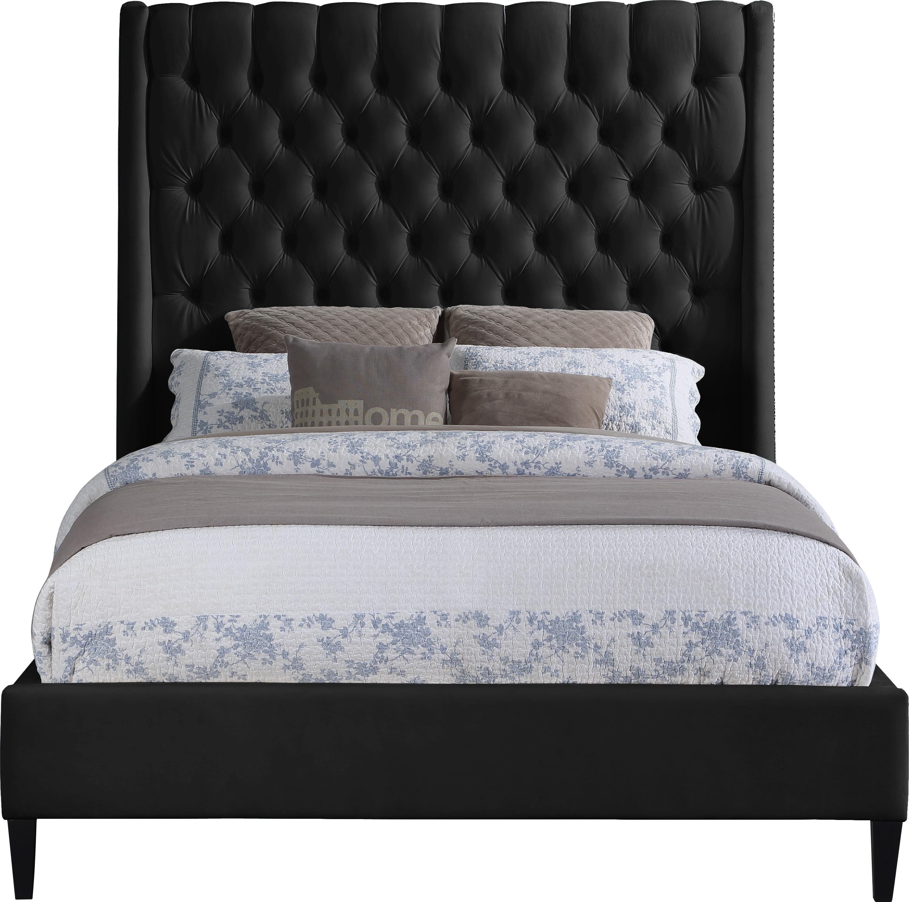 Fritz Black Velvet King Bed - Luxury Home Furniture (MI)
