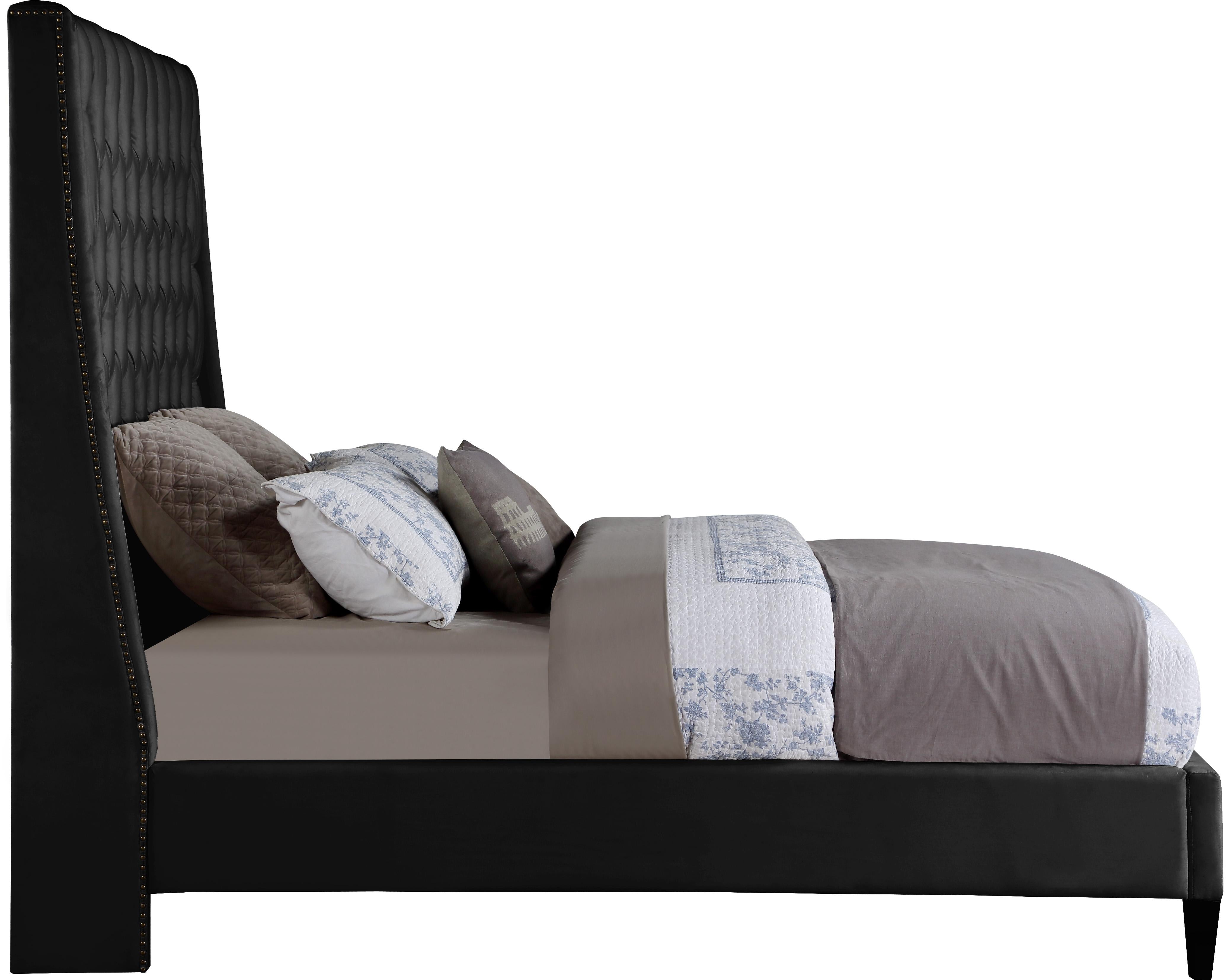 Fritz Black Velvet Full Bed - Luxury Home Furniture (MI)