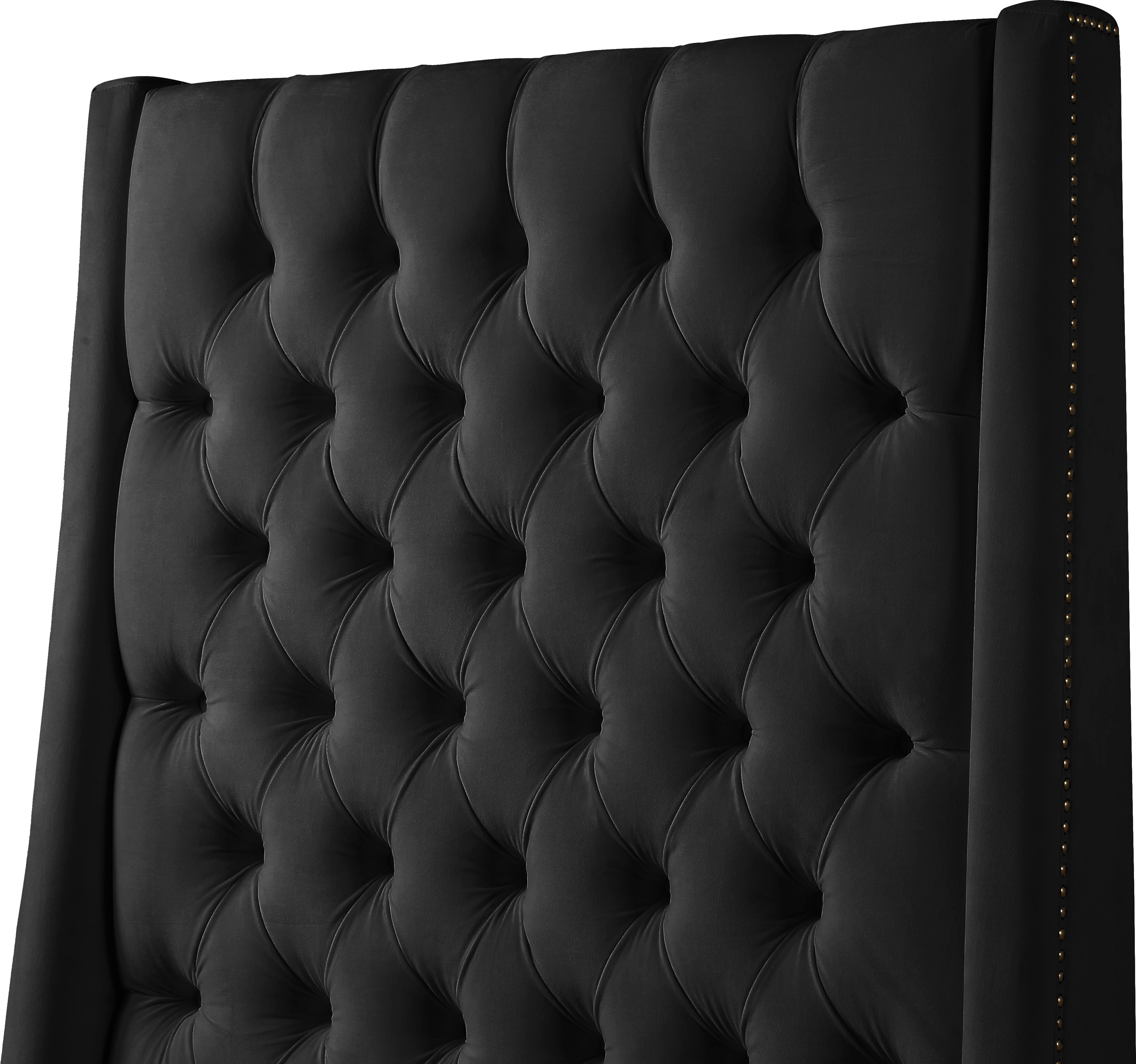 Fritz Black Velvet King Bed - Luxury Home Furniture (MI)