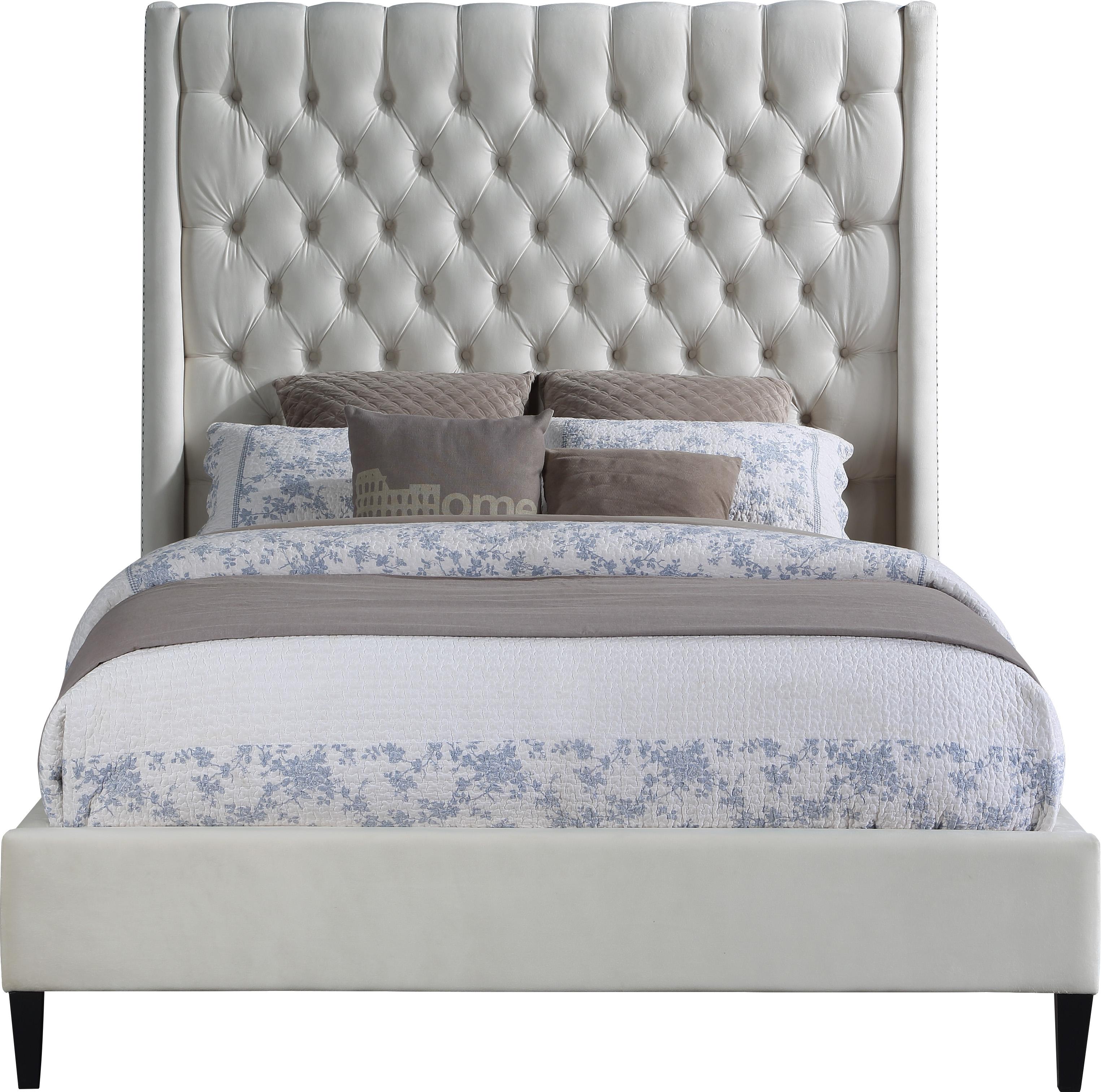 Fritz Cream Velvet Full Bed - Luxury Home Furniture (MI)