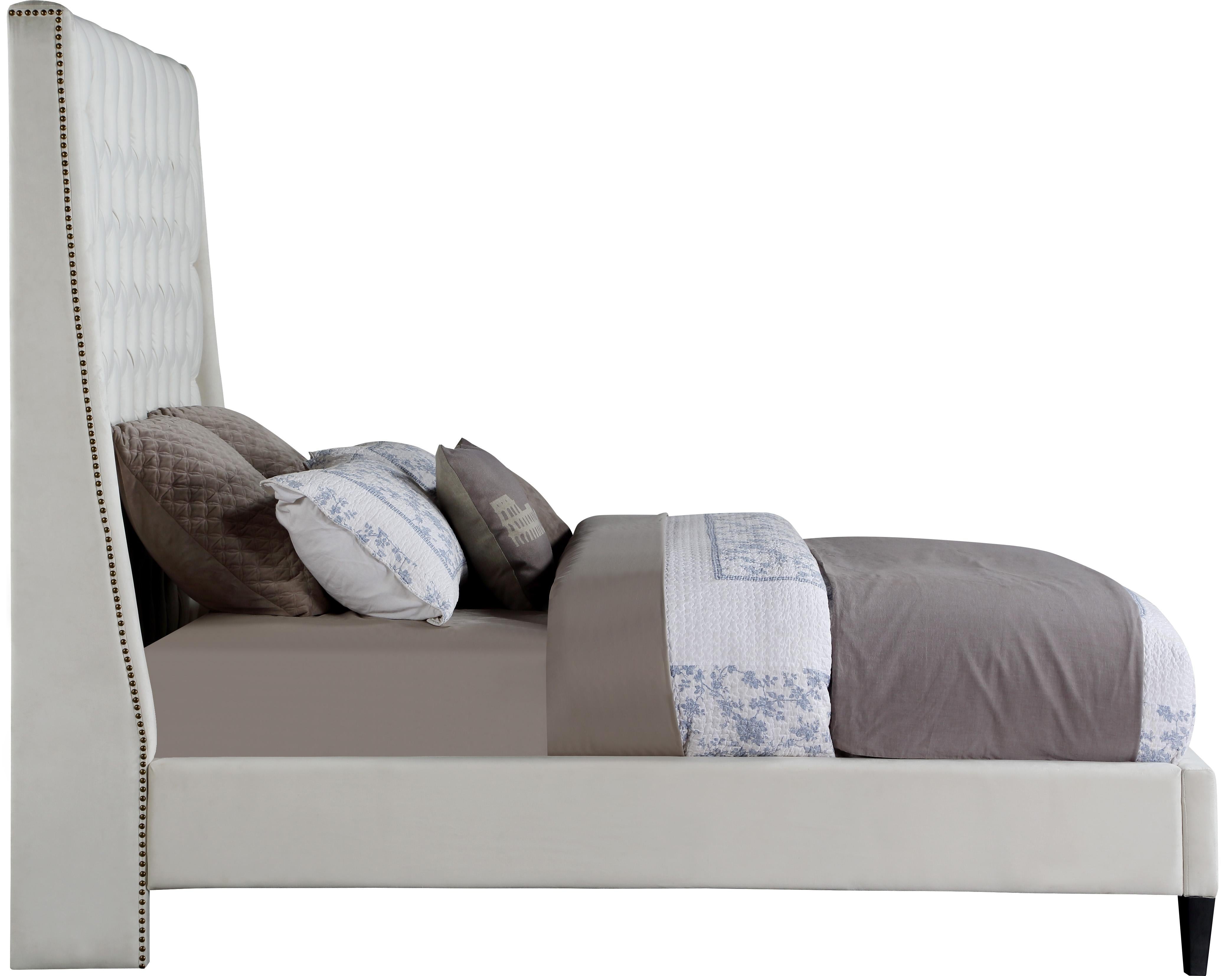 Fritz Cream Velvet King Bed - Luxury Home Furniture (MI)