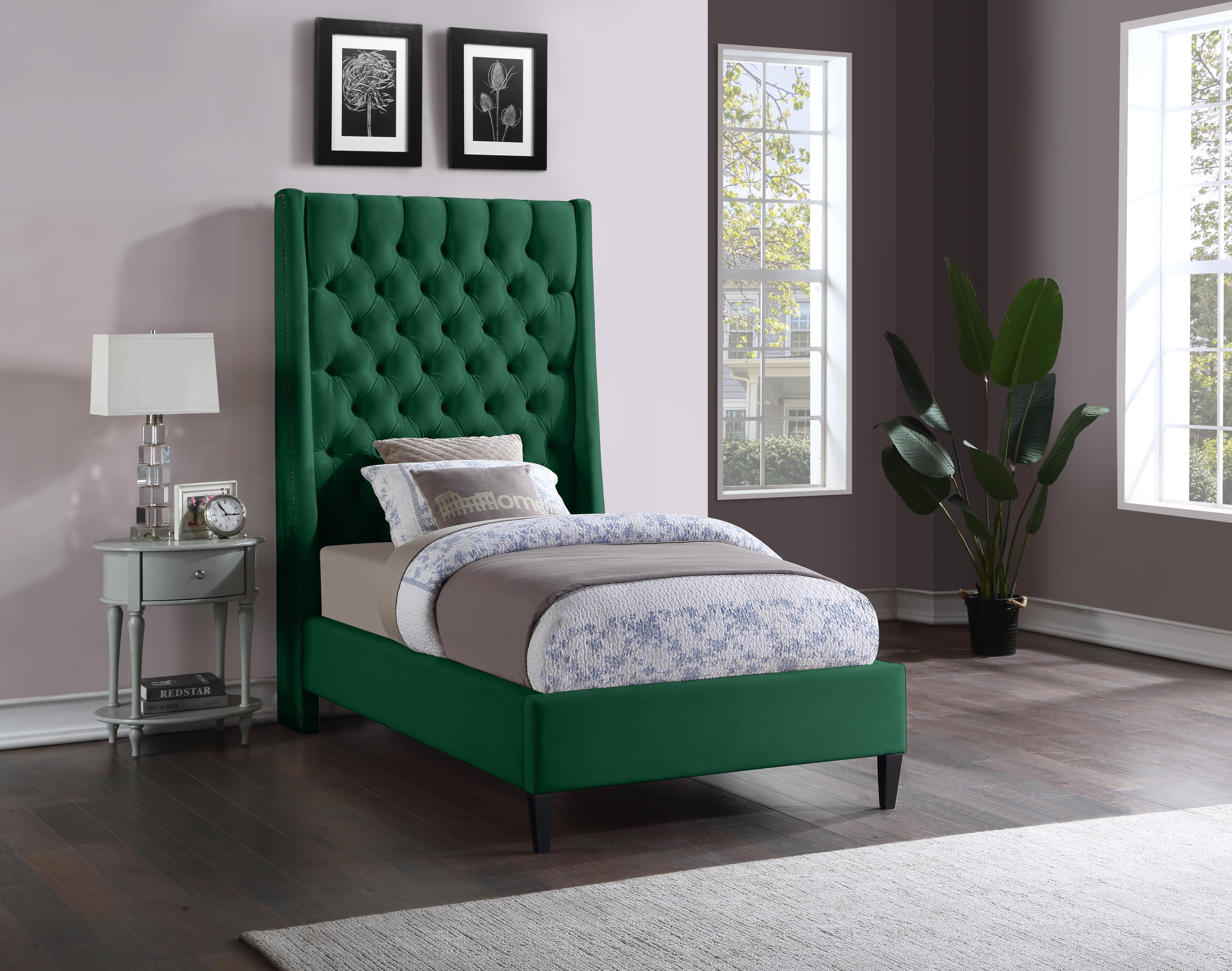 Fritz Green Velvet Twin Bed - Luxury Home Furniture (MI)