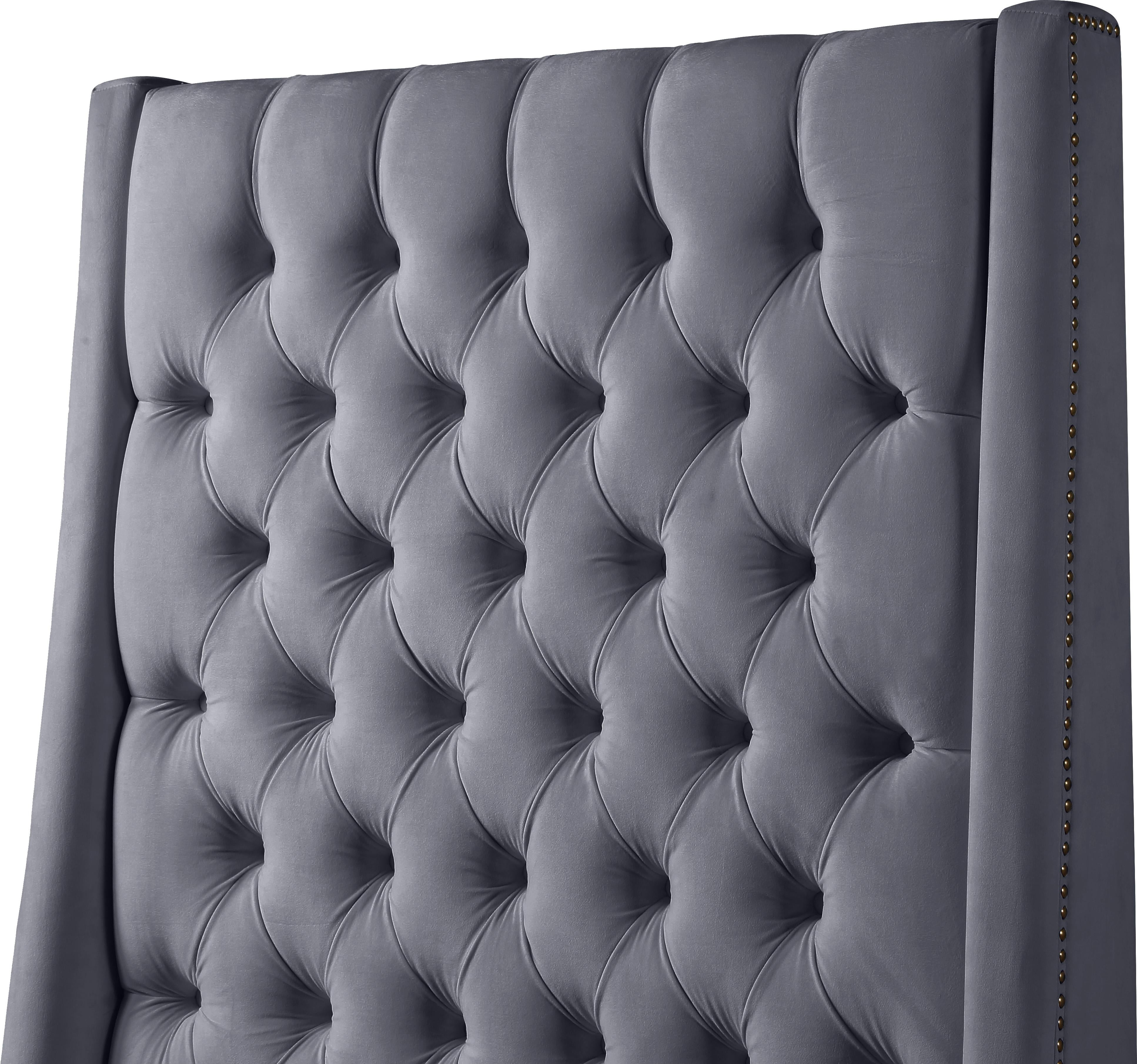 Fritz Grey Velvet King Bed - Luxury Home Furniture (MI)