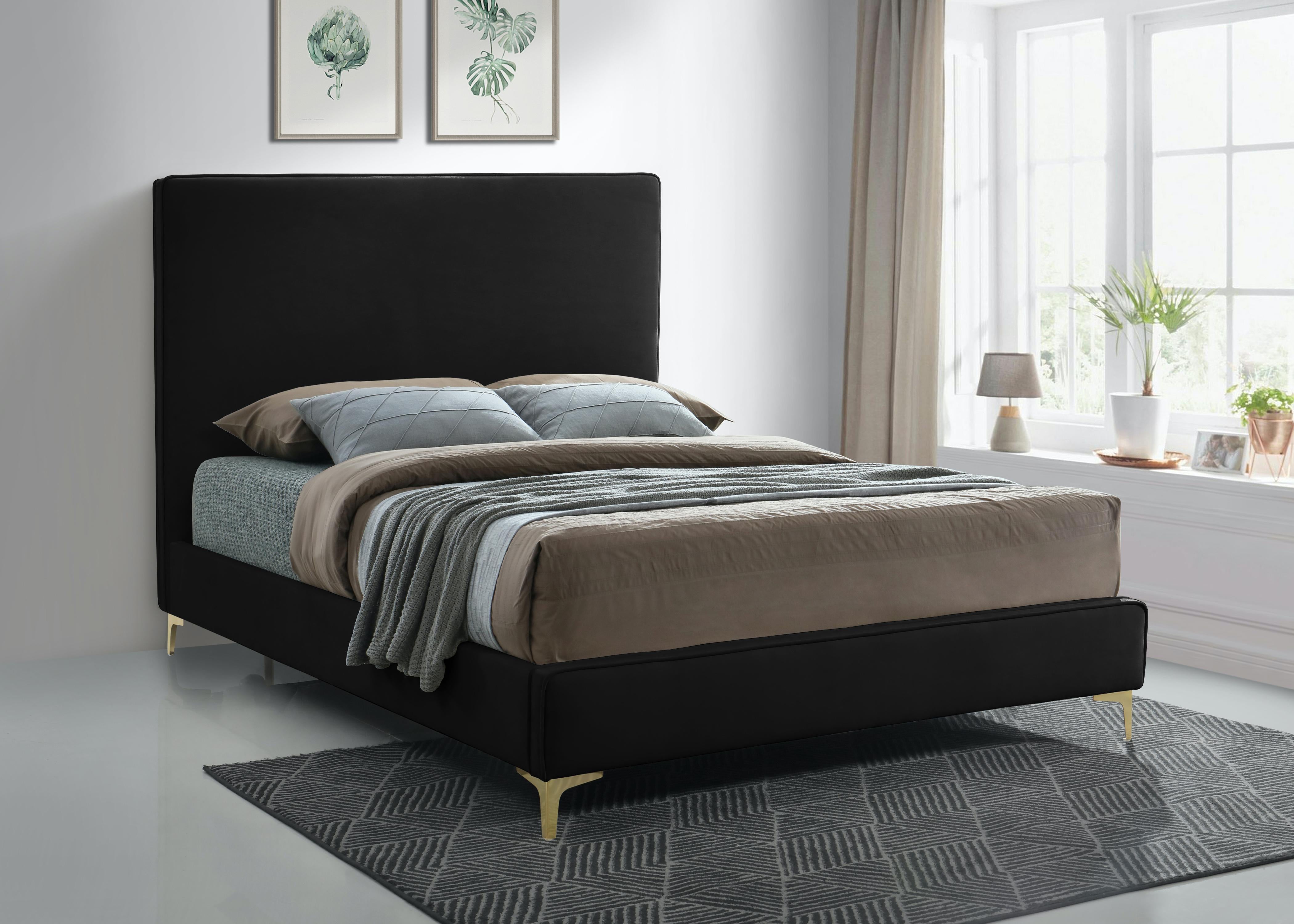 Geri Black Velvet Full Bed - Luxury Home Furniture (MI)