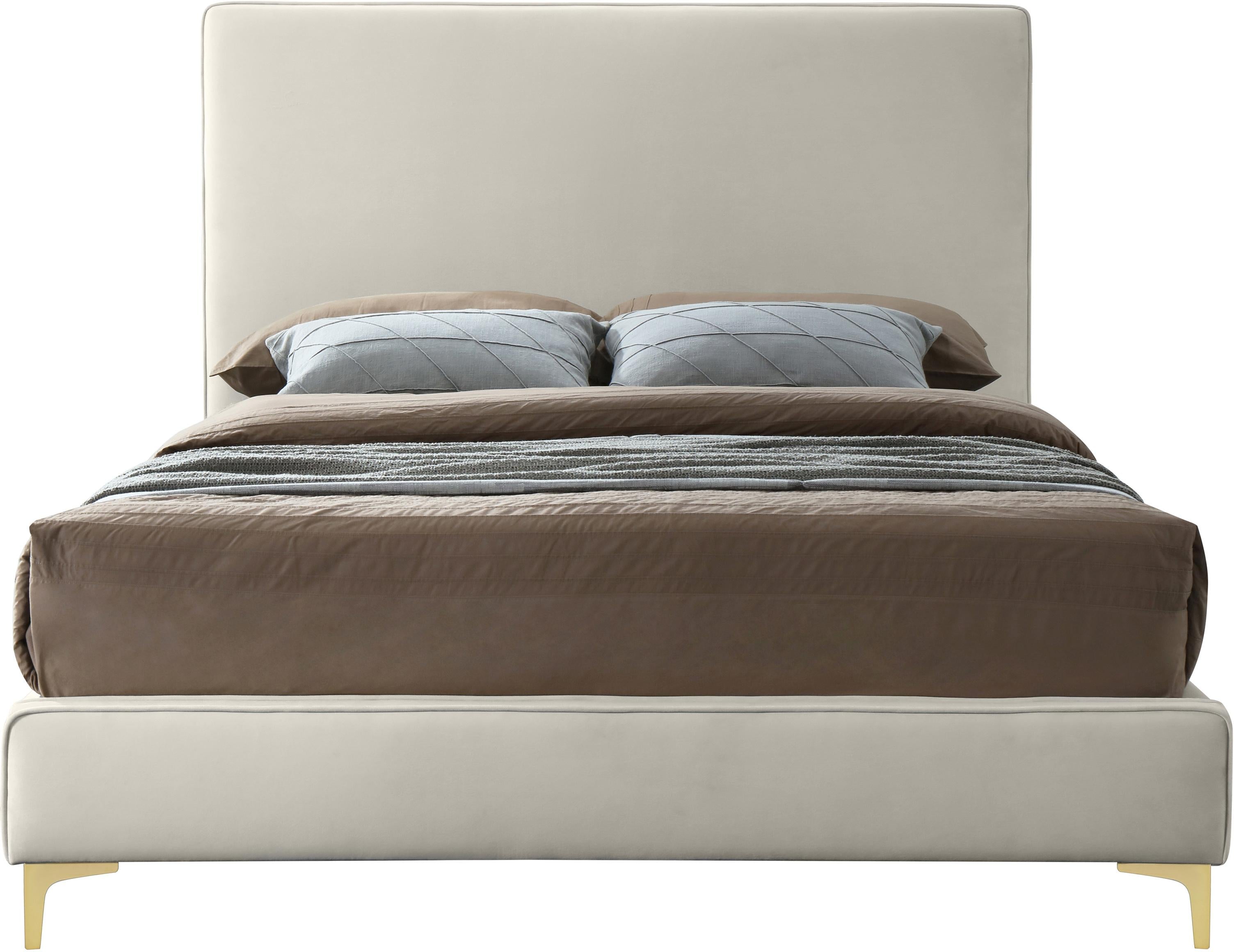 Geri Cream Velvet Queen Bed - Luxury Home Furniture (MI)