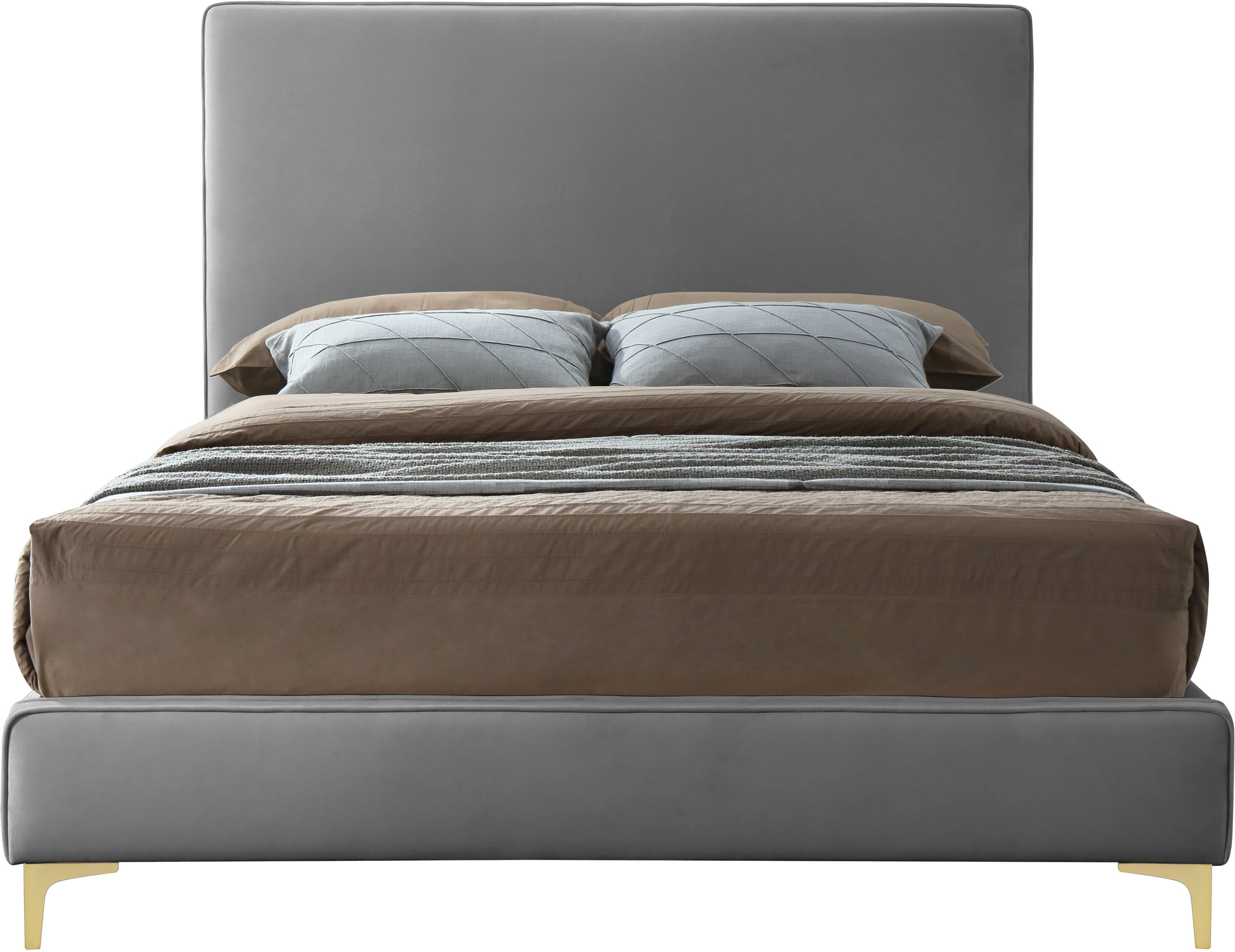 Geri Grey Velvet Full Bed - Luxury Home Furniture (MI)
