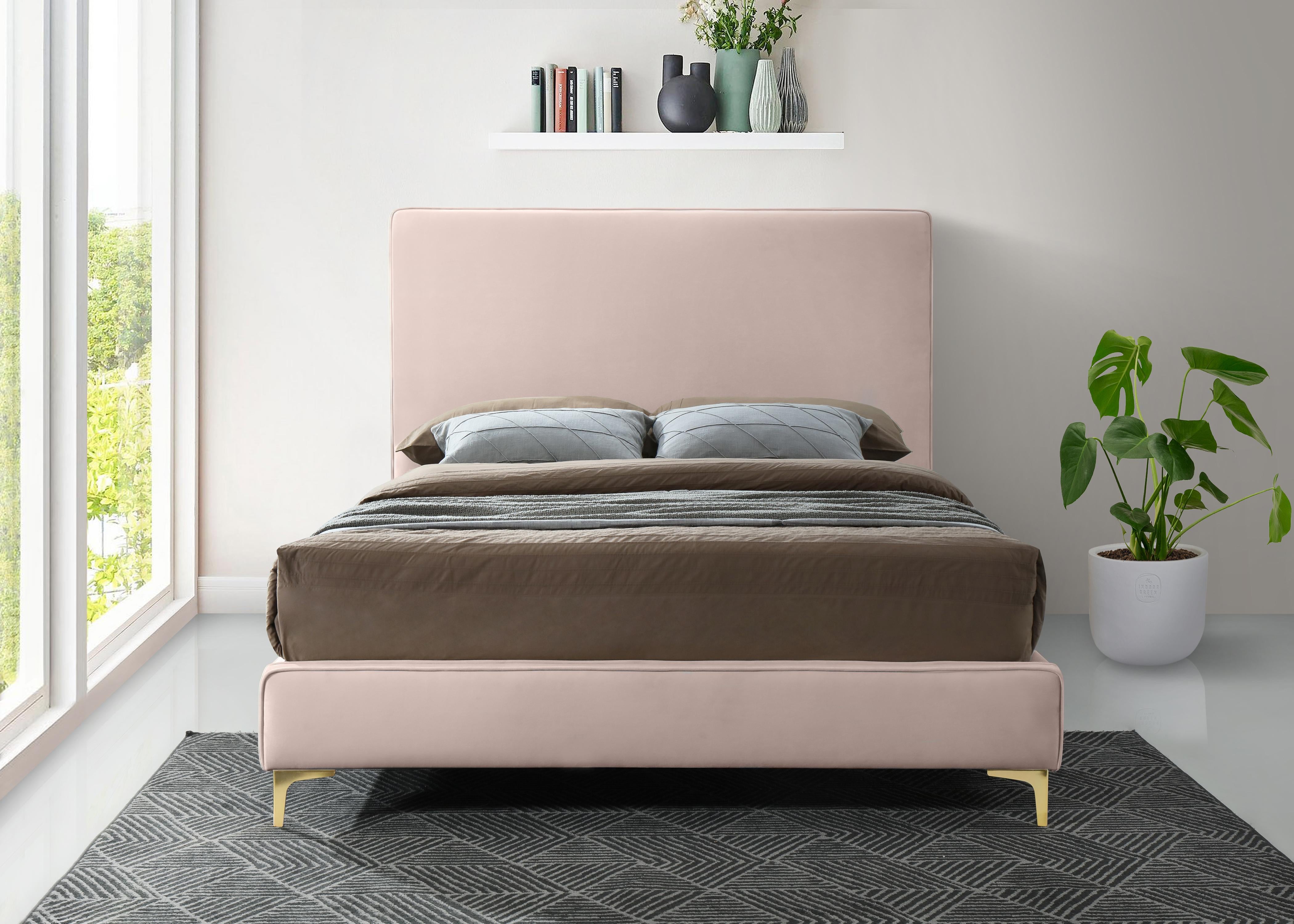 Geri Pink Velvet Queen Bed - Luxury Home Furniture (MI)