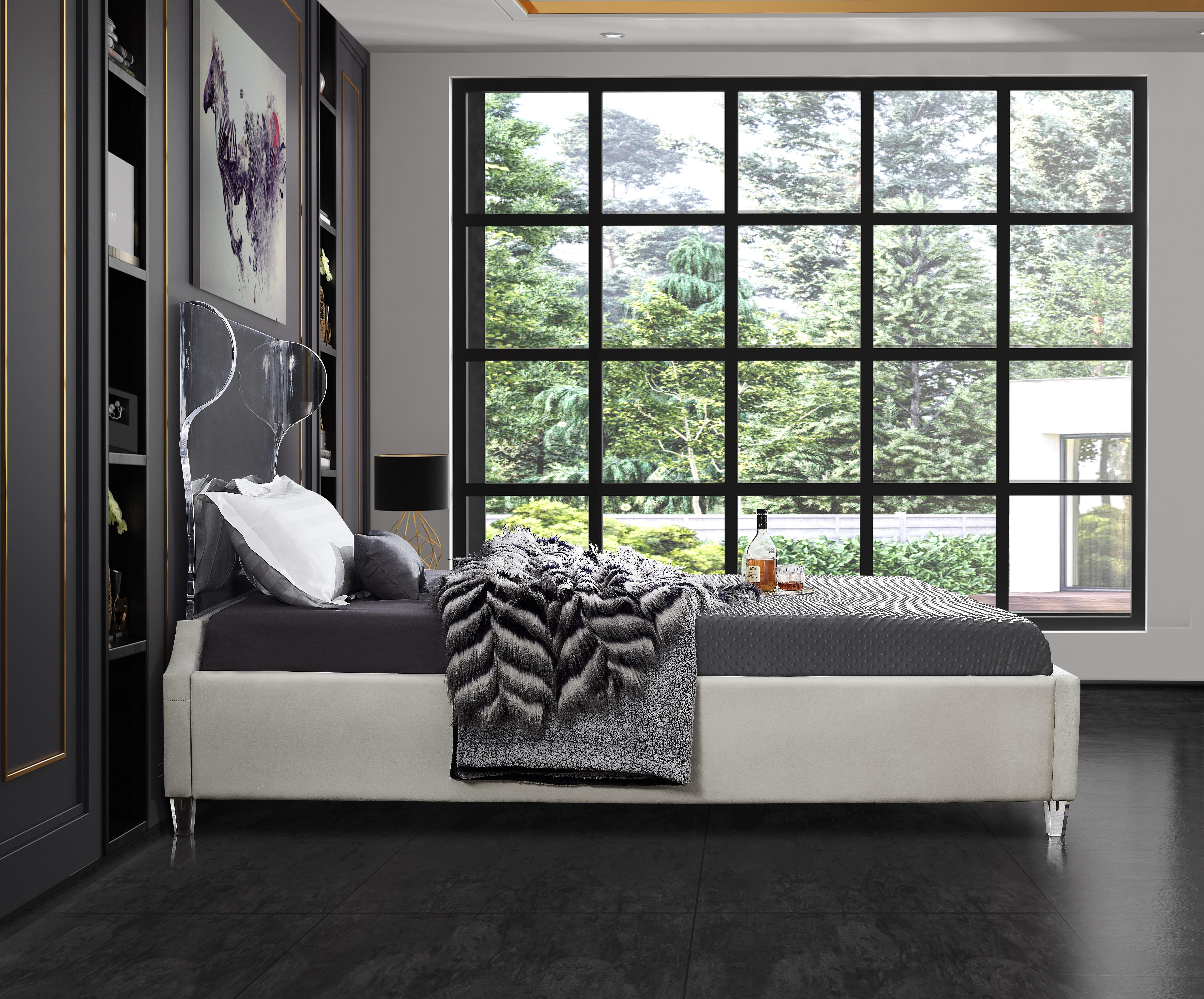 Ghost Cream Velvet King Bed - Luxury Home Furniture (MI)
