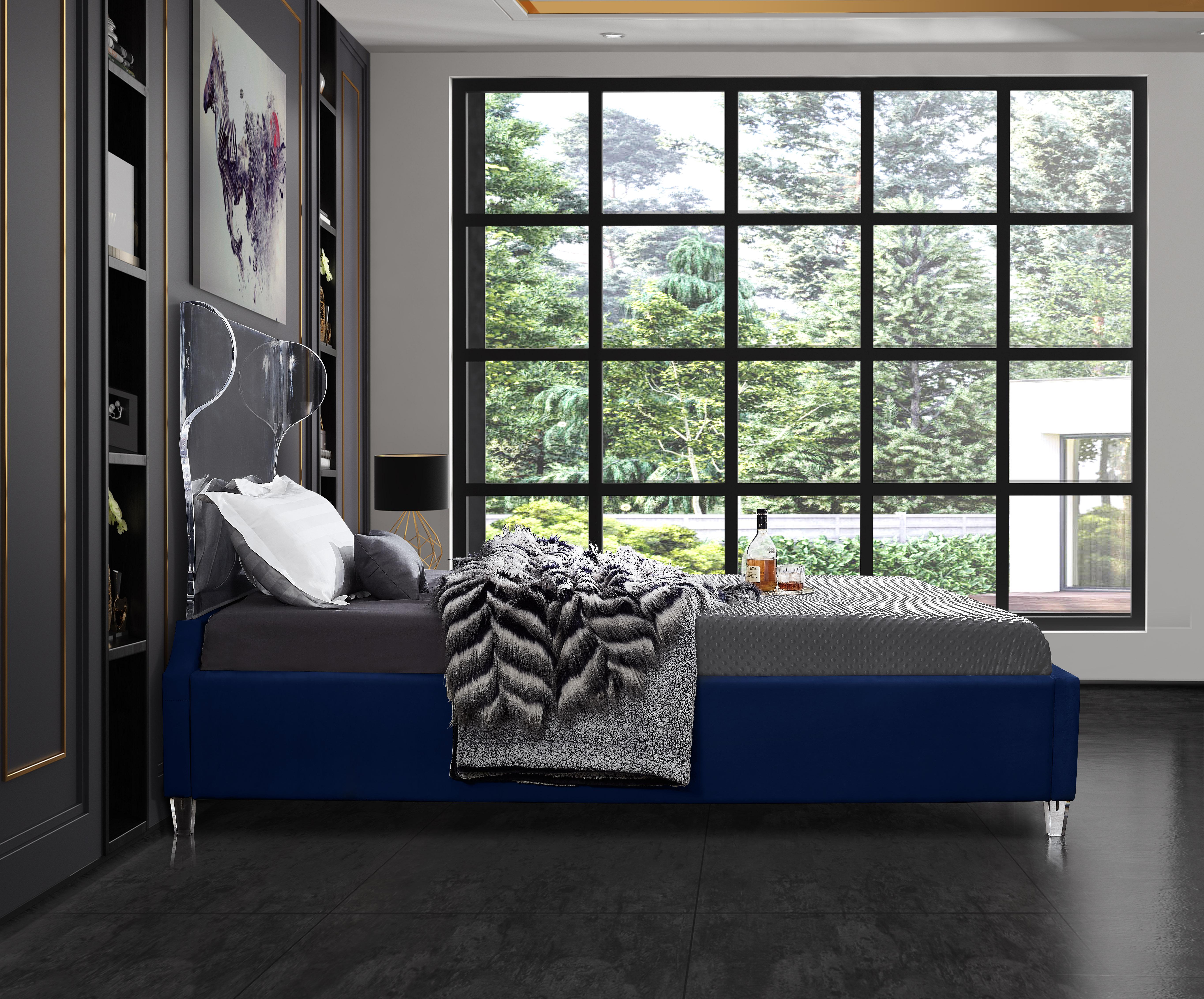 Ghost Navy Velvet King Bed - Luxury Home Furniture (MI)
