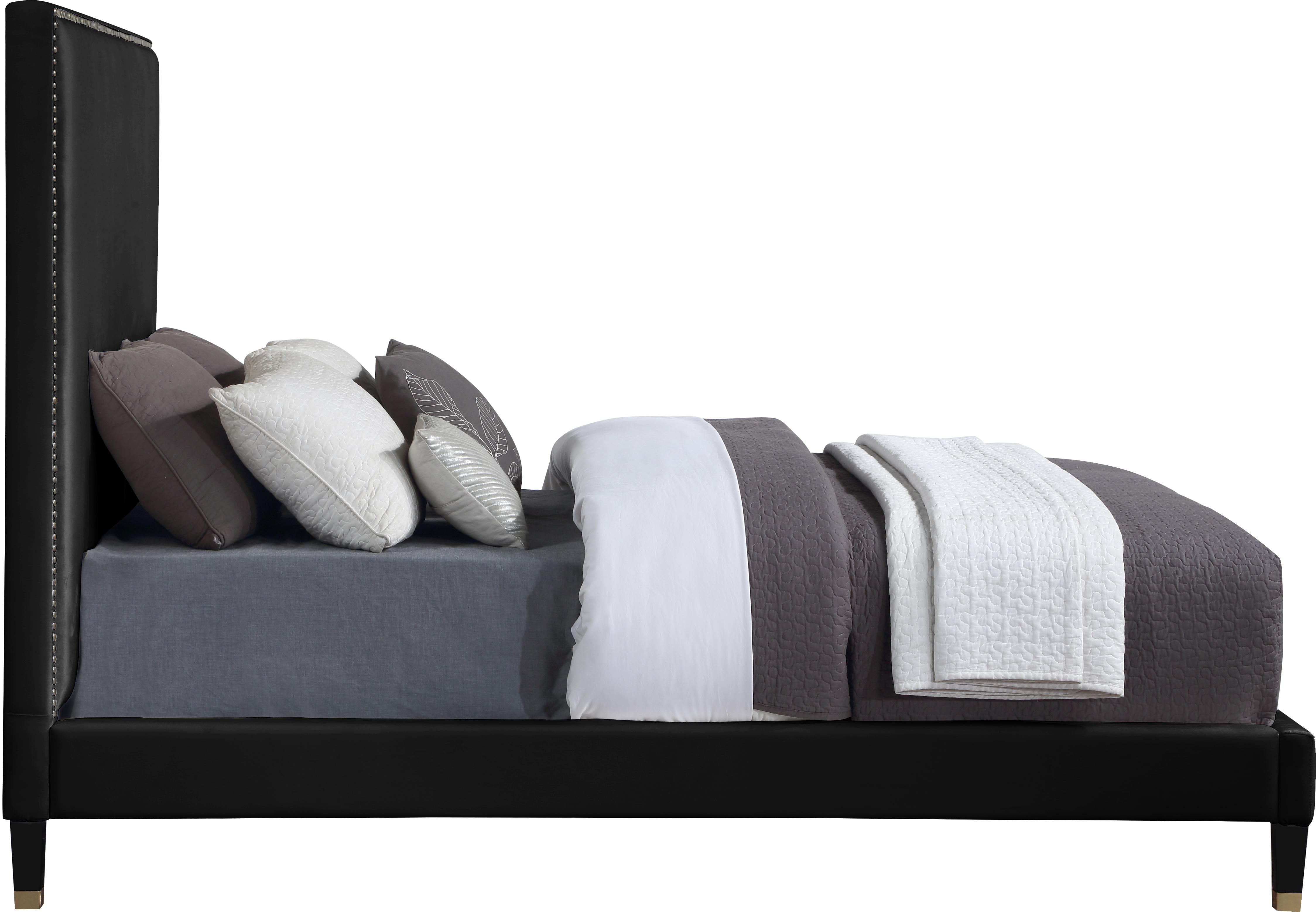 Harlie Black Velvet Queen Bed - Luxury Home Furniture (MI)