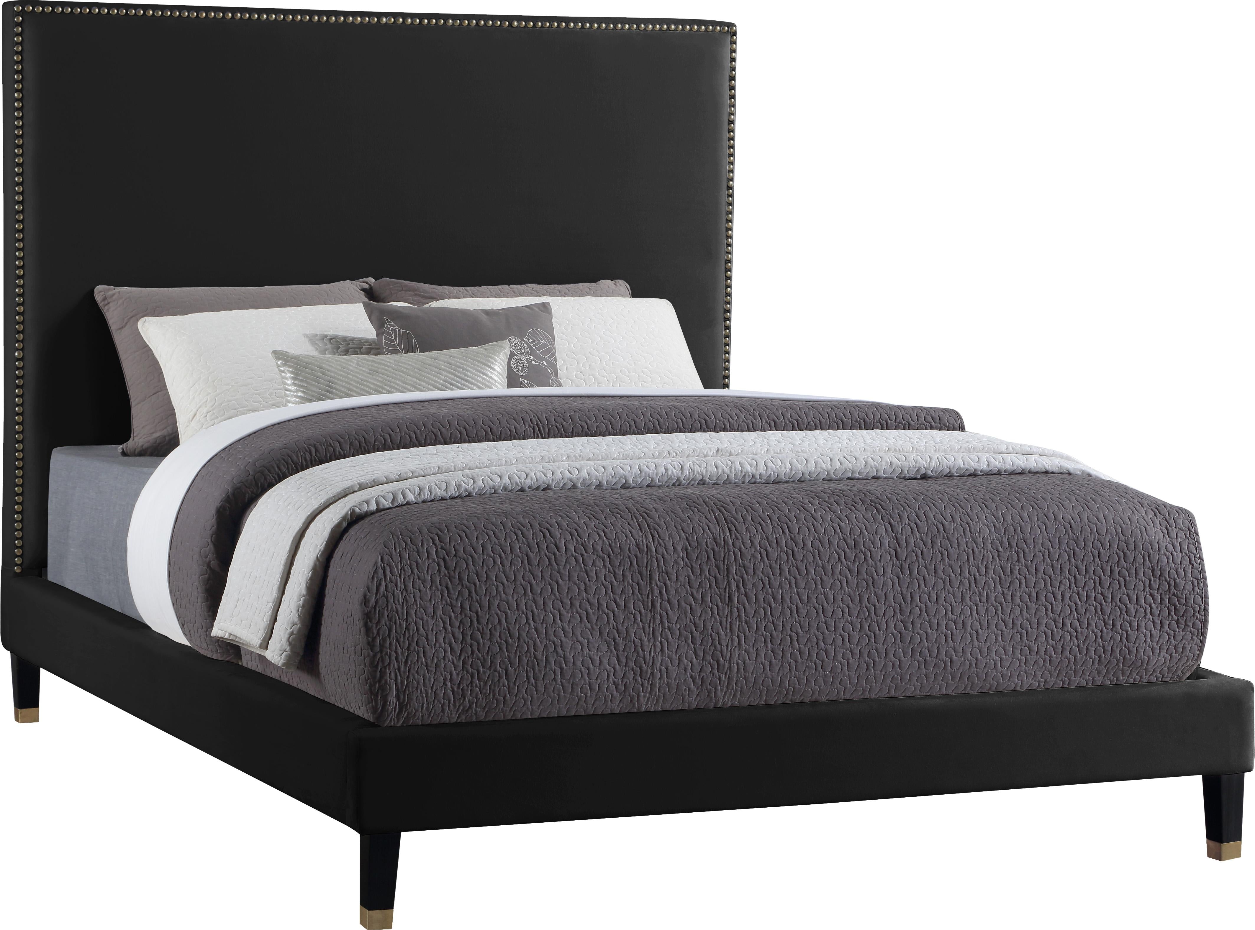 Harlie Black Velvet Queen Bed - Luxury Home Furniture (MI)