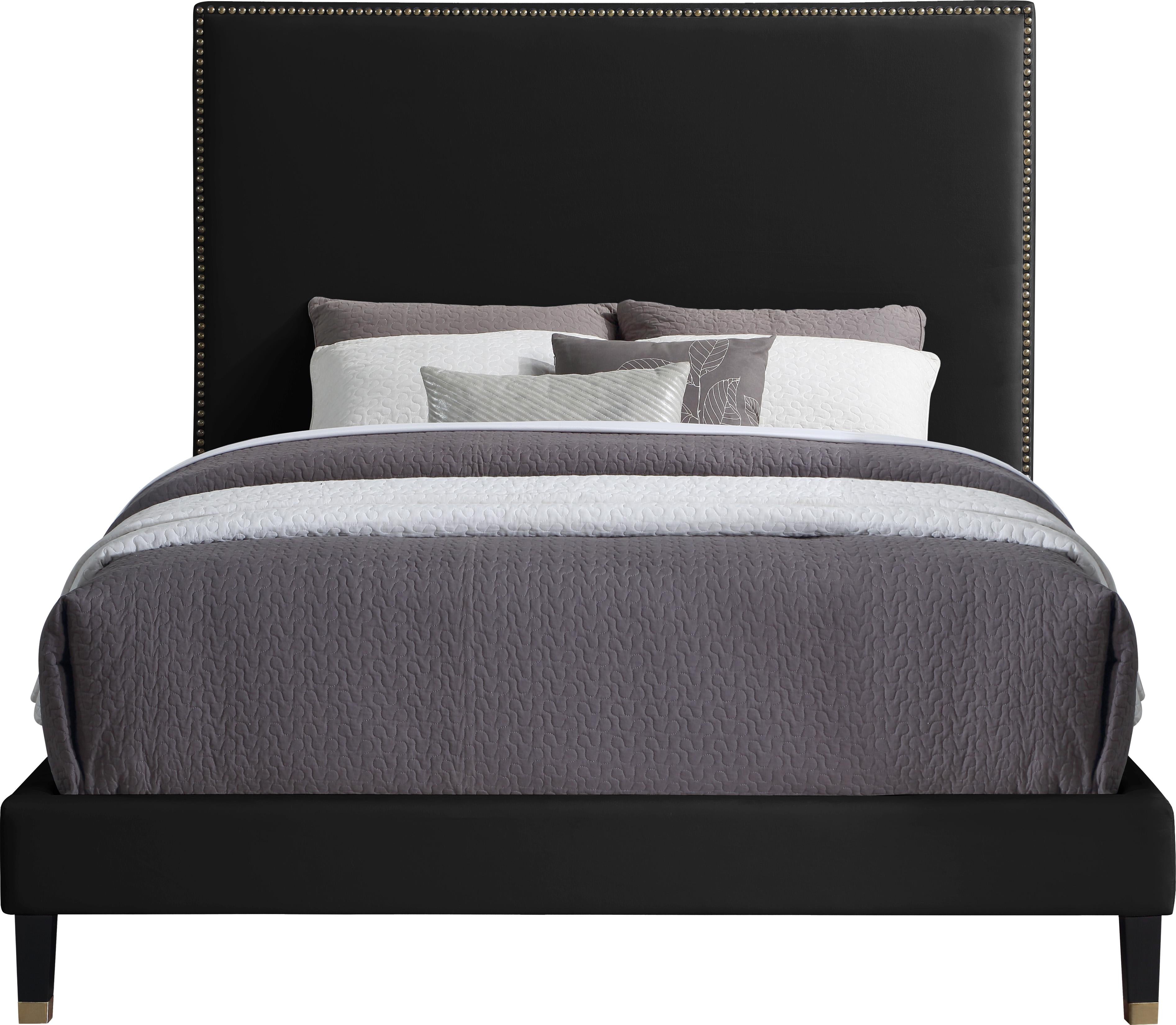 Harlie Black Velvet Queen Bed - Luxury Home Furniture (MI)
