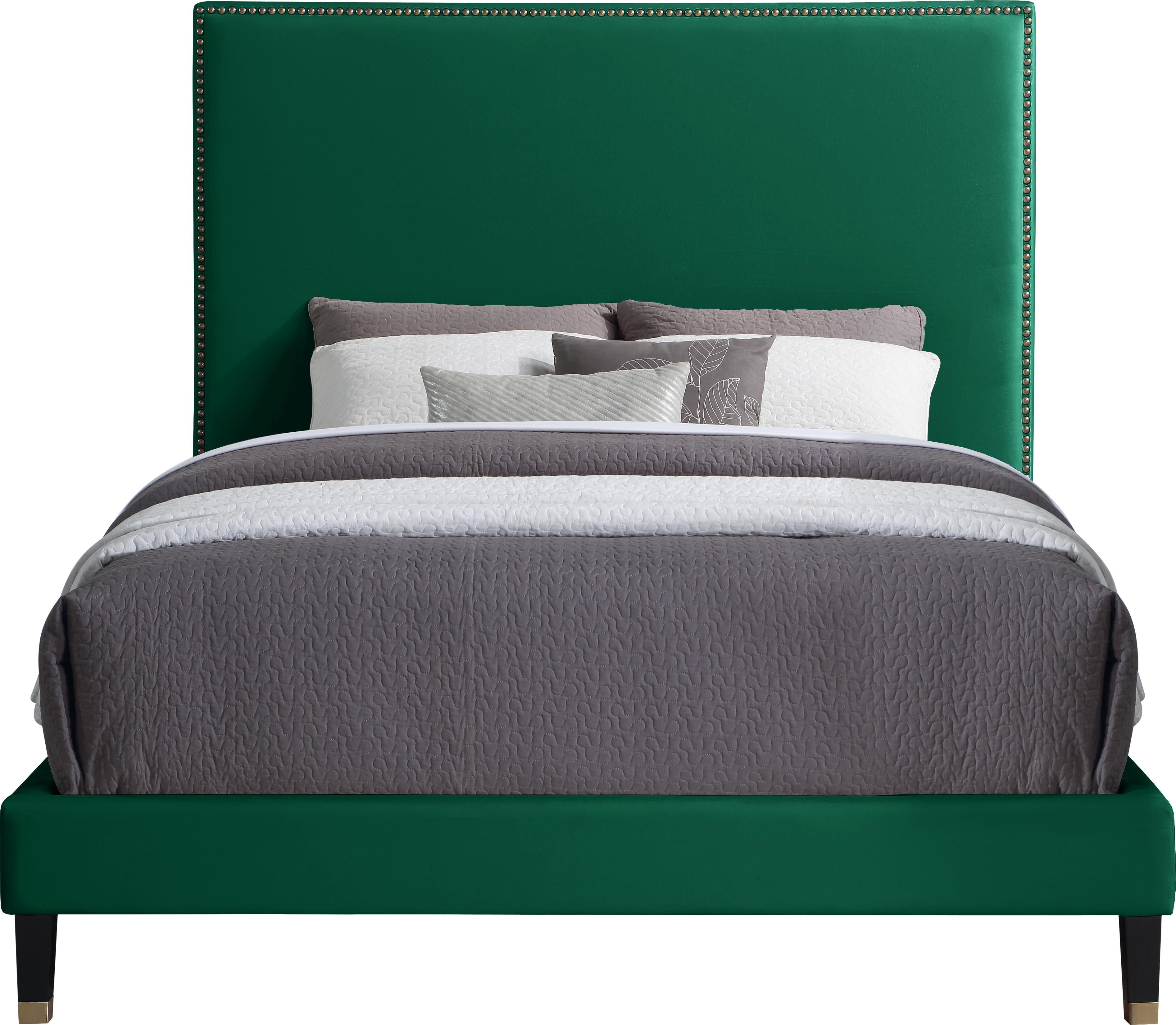 Harlie Green Velvet Queen Bed - Luxury Home Furniture (MI)