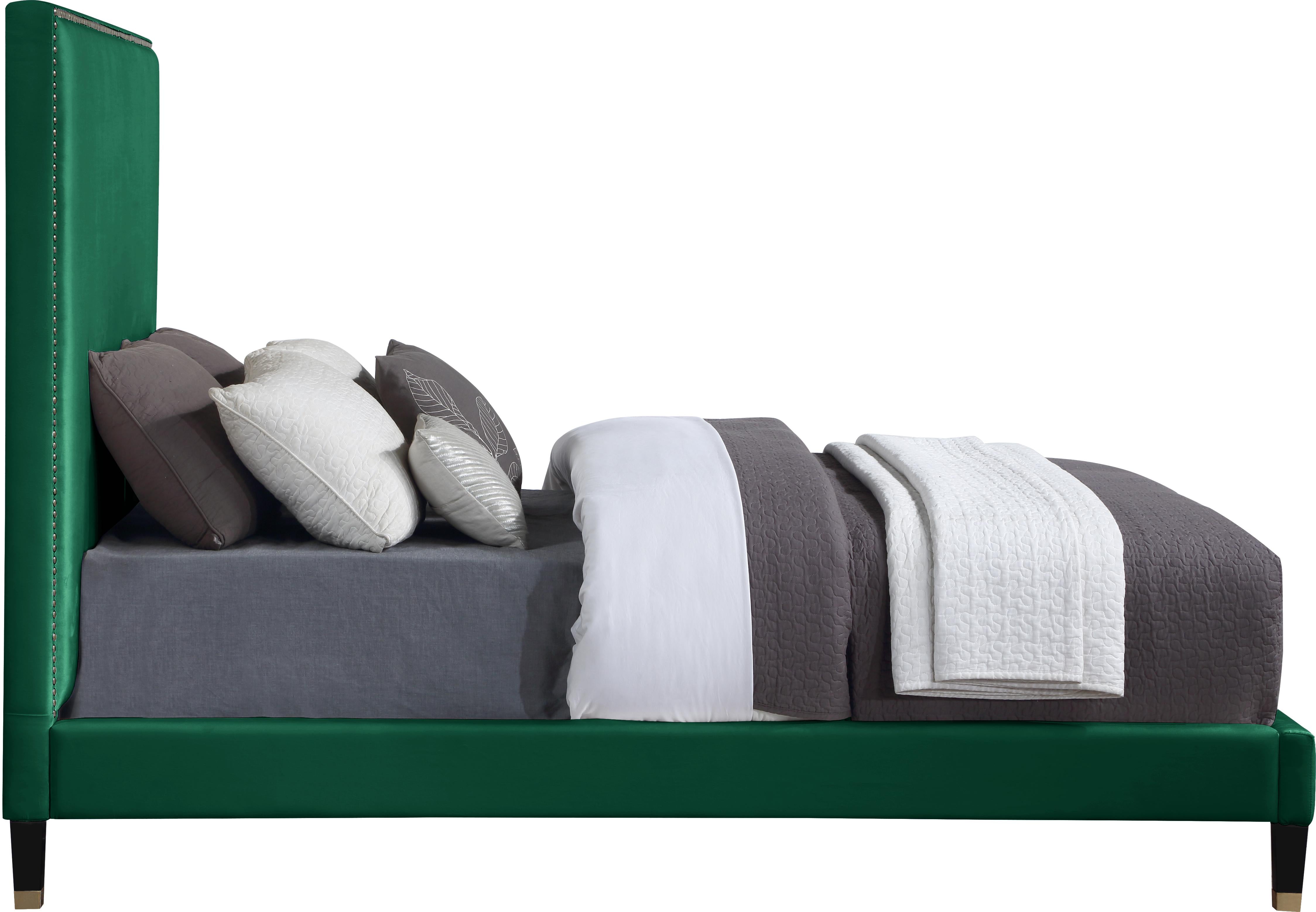 Harlie Green Velvet Queen Bed - Luxury Home Furniture (MI)