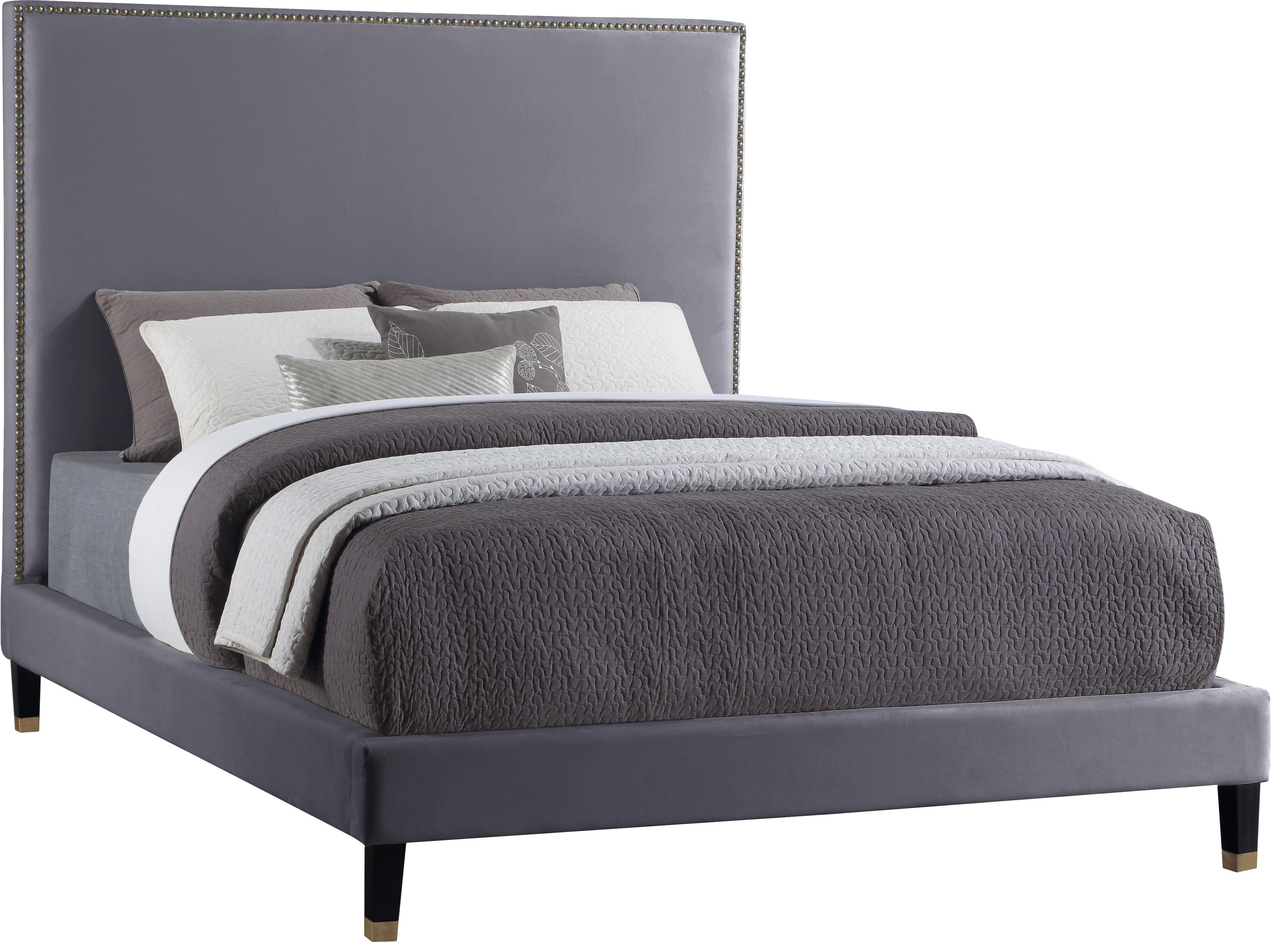 Harlie Grey Velvet Queen Bed - Luxury Home Furniture (MI)