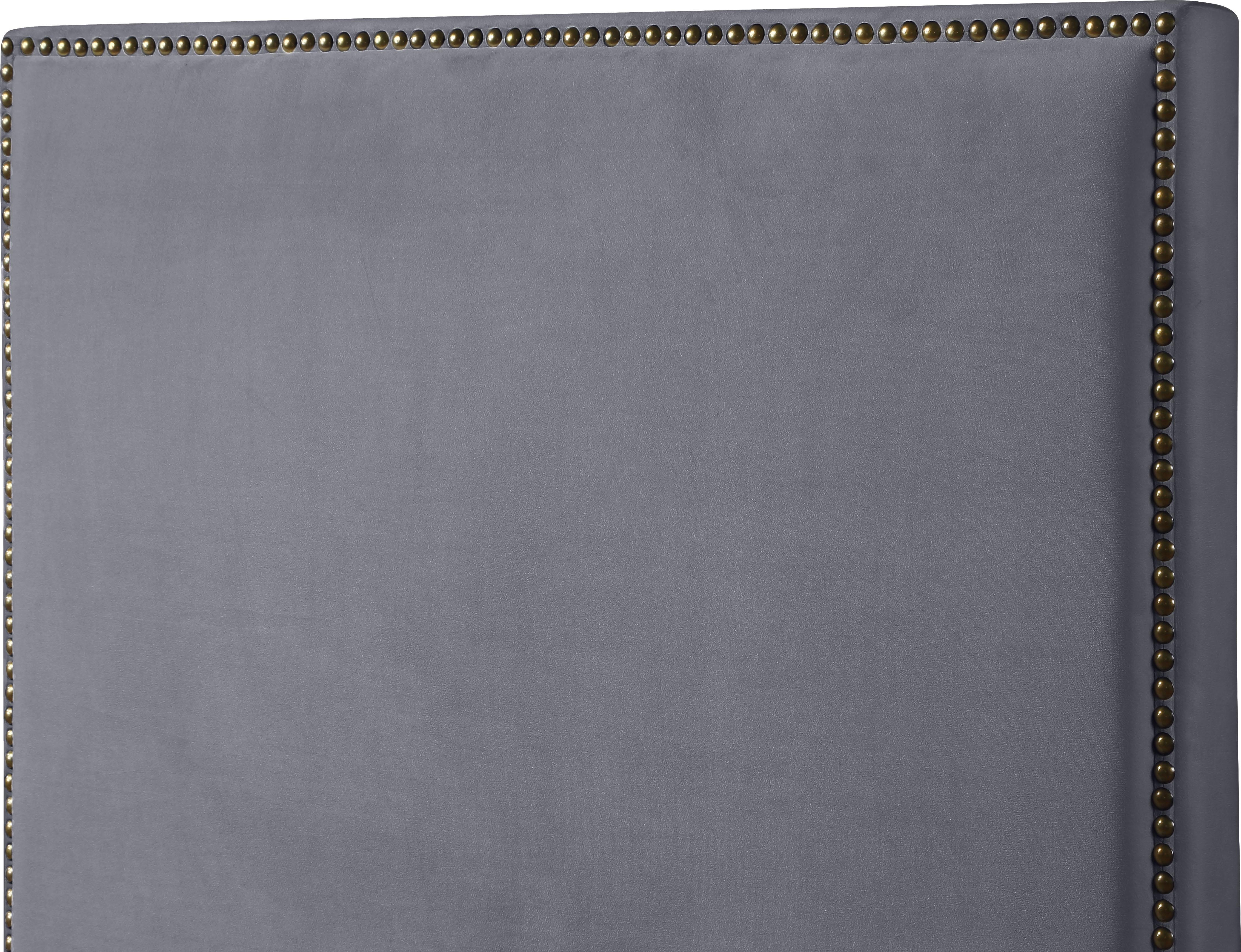 Harlie Grey Velvet Queen Bed - Luxury Home Furniture (MI)