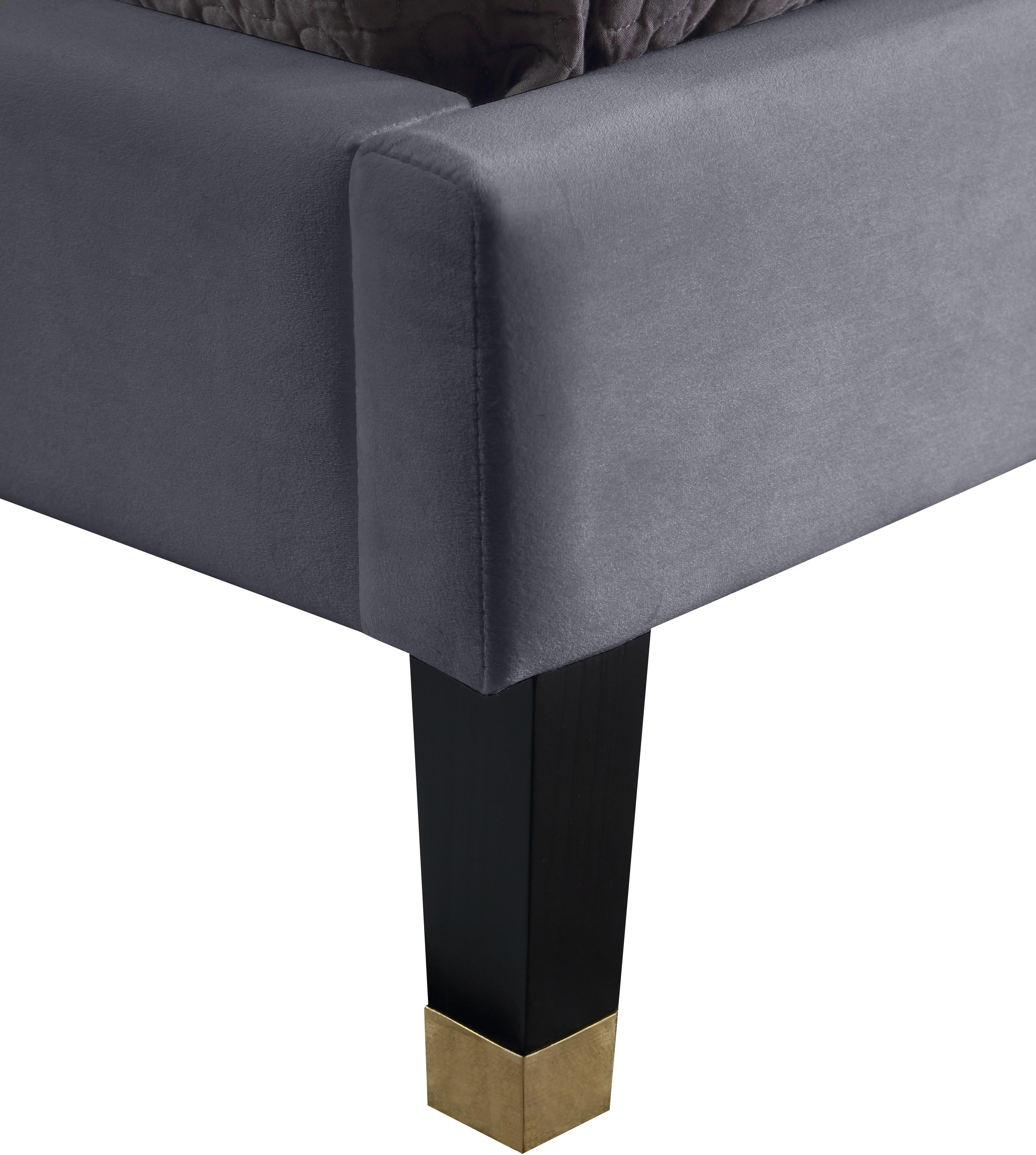 Harlie Grey Velvet Queen Bed - Luxury Home Furniture (MI)