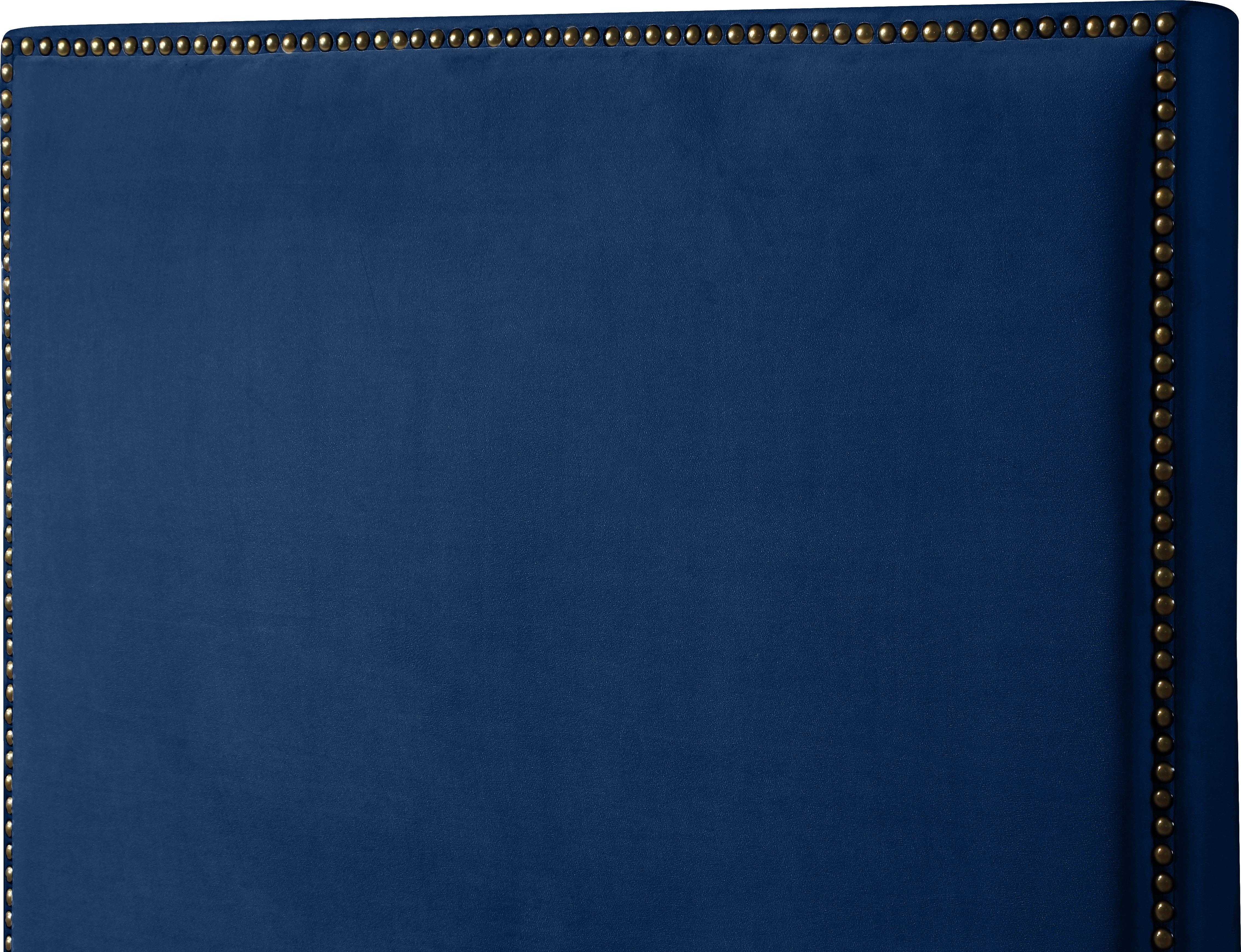 Harlie Navy Velvet Queen Bed - Luxury Home Furniture (MI)