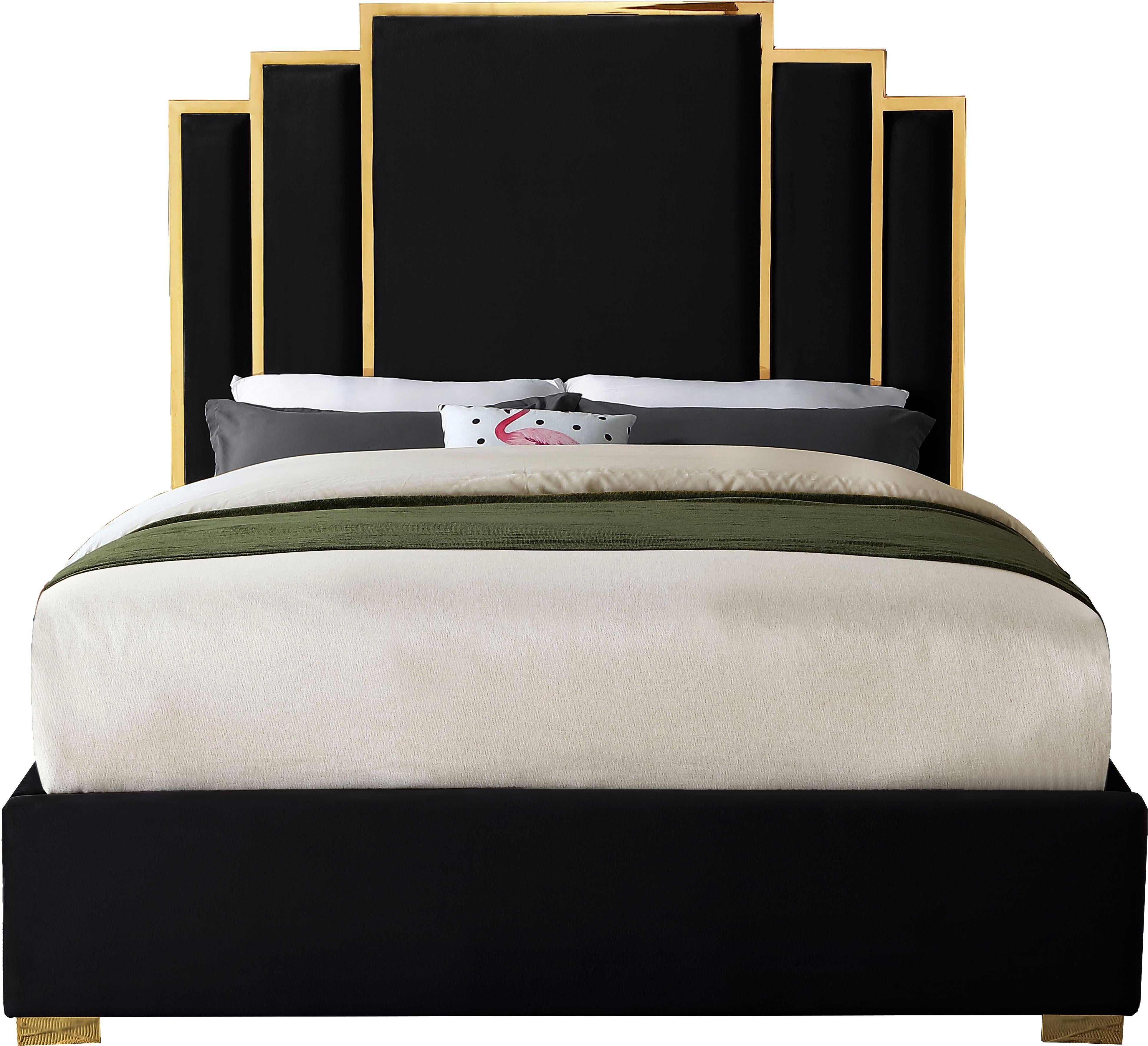 Hugo Black Velvet King Bed - Luxury Home Furniture (MI)