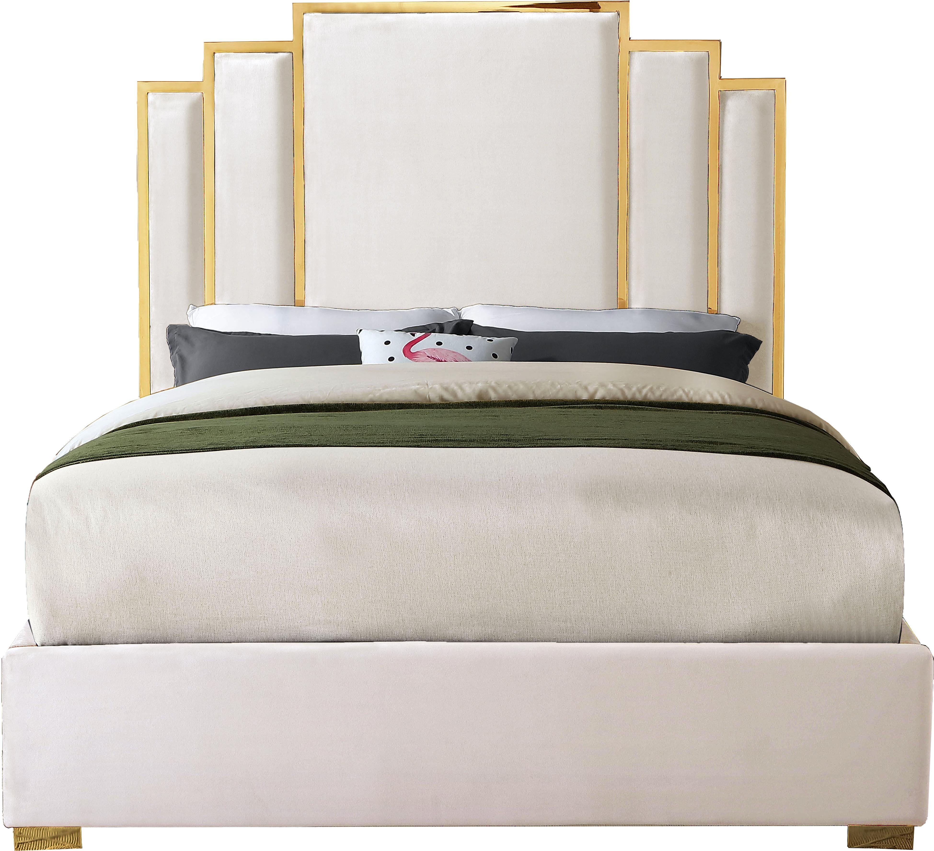 Hugo Cream Velvet King Bed - Luxury Home Furniture (MI)