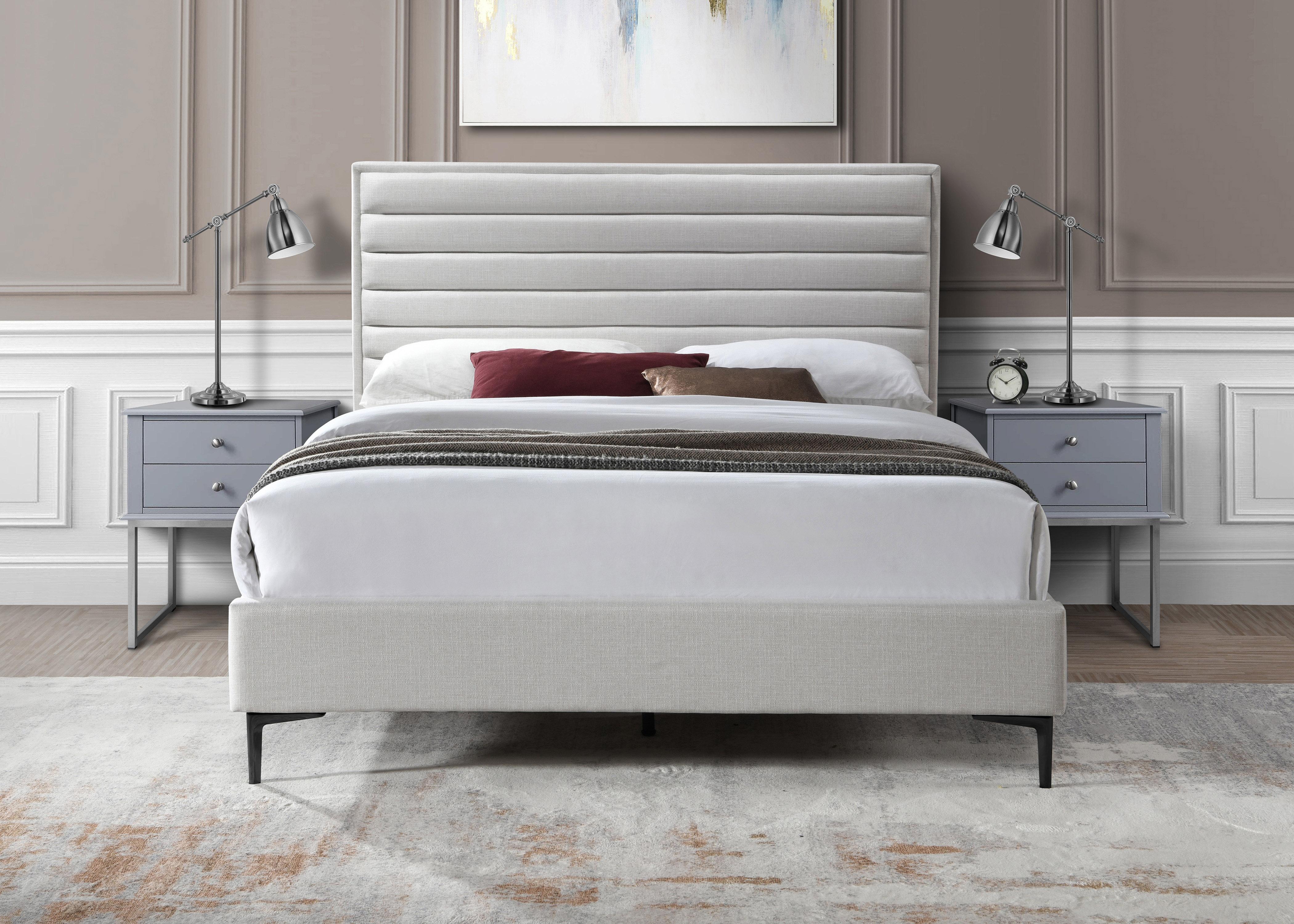 Hunter Cream Linen Queen Bed - Luxury Home Furniture (MI)