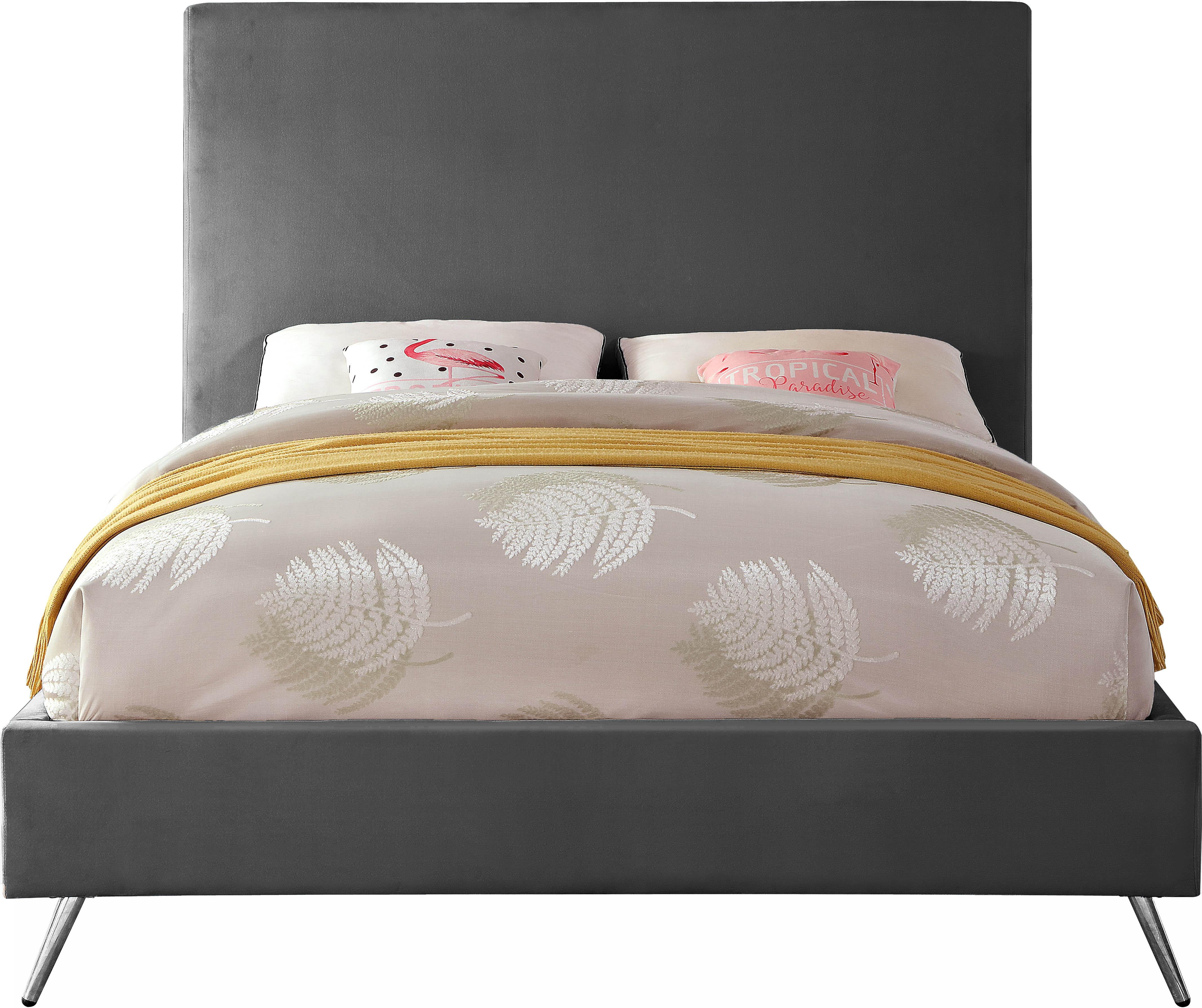 Jasmine Grey Velvet Full Bed - Luxury Home Furniture (MI)