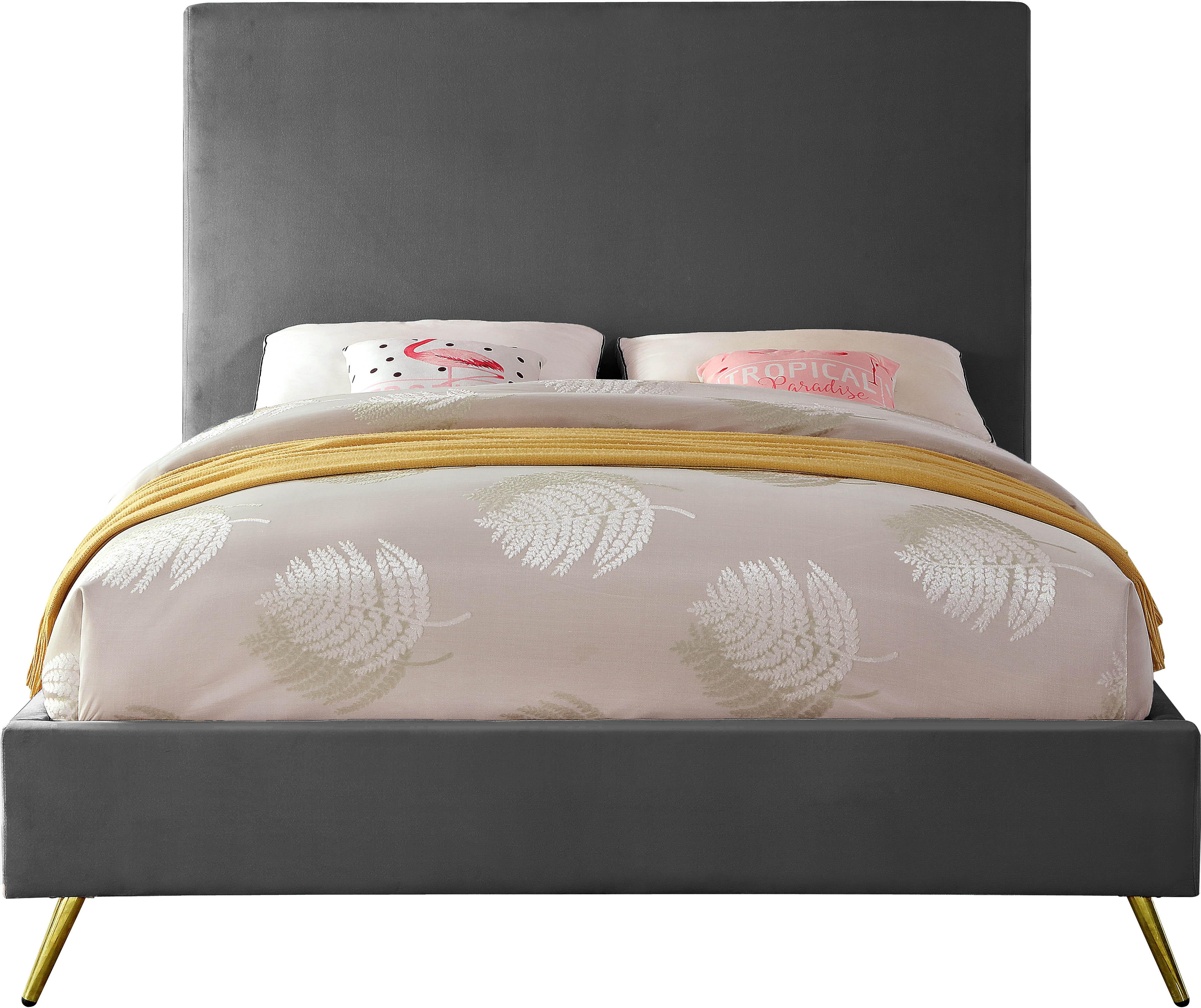 Jasmine Grey Velvet Queen Bed - Luxury Home Furniture (MI)