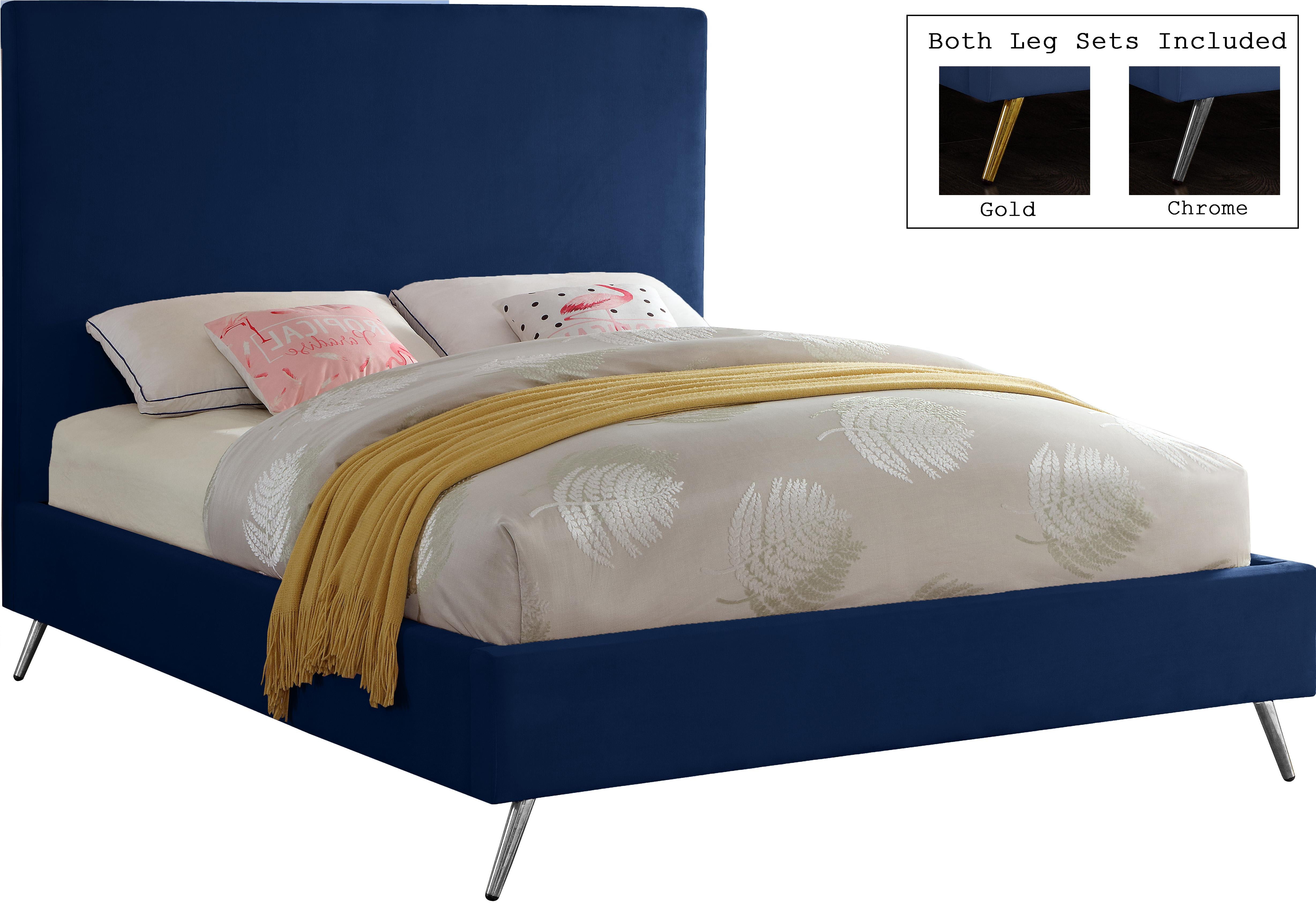 Jasmine Navy Velvet Full Bed - Luxury Home Furniture (MI)