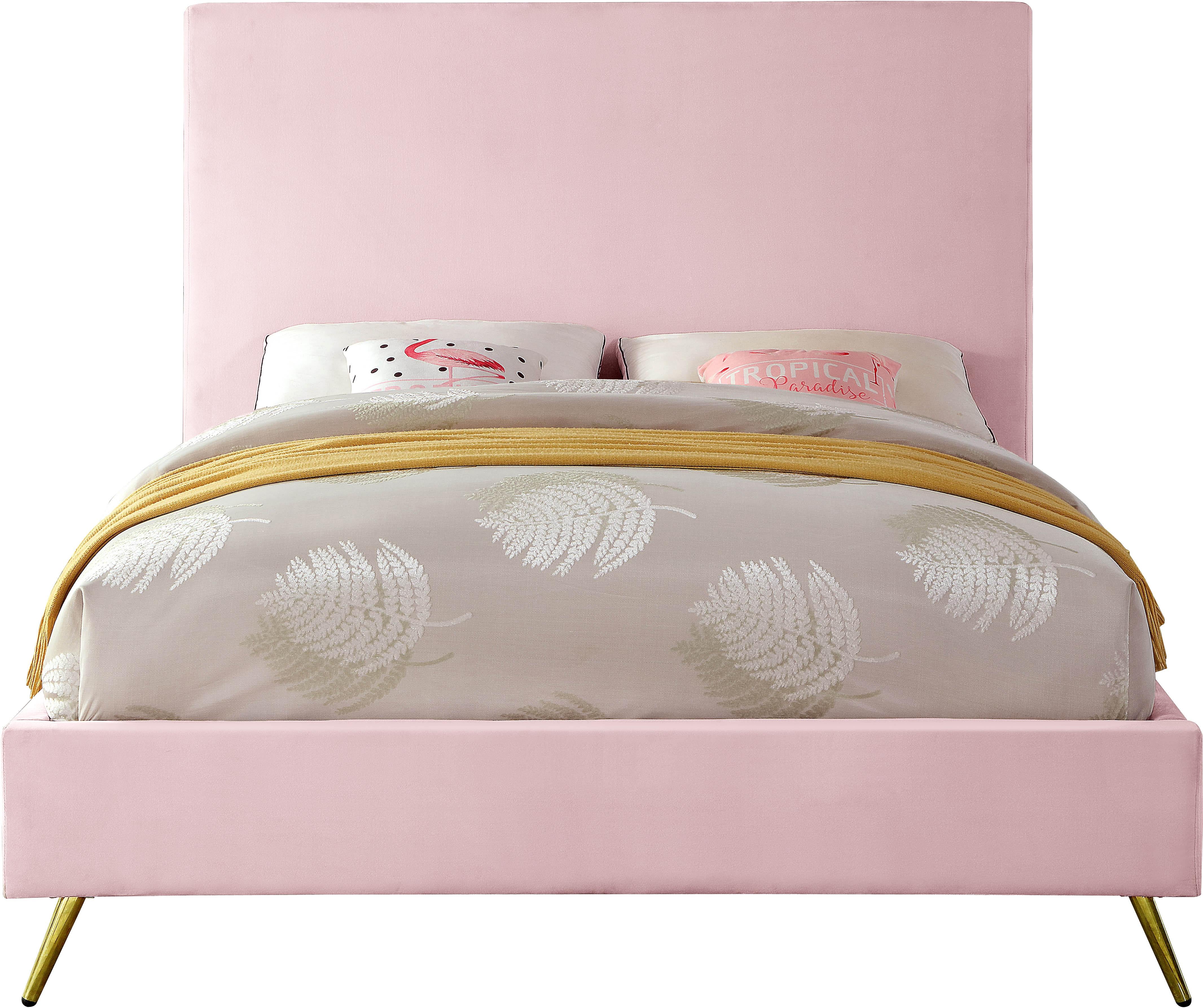 Jasmine Pink Velvet King Bed - Luxury Home Furniture (MI)