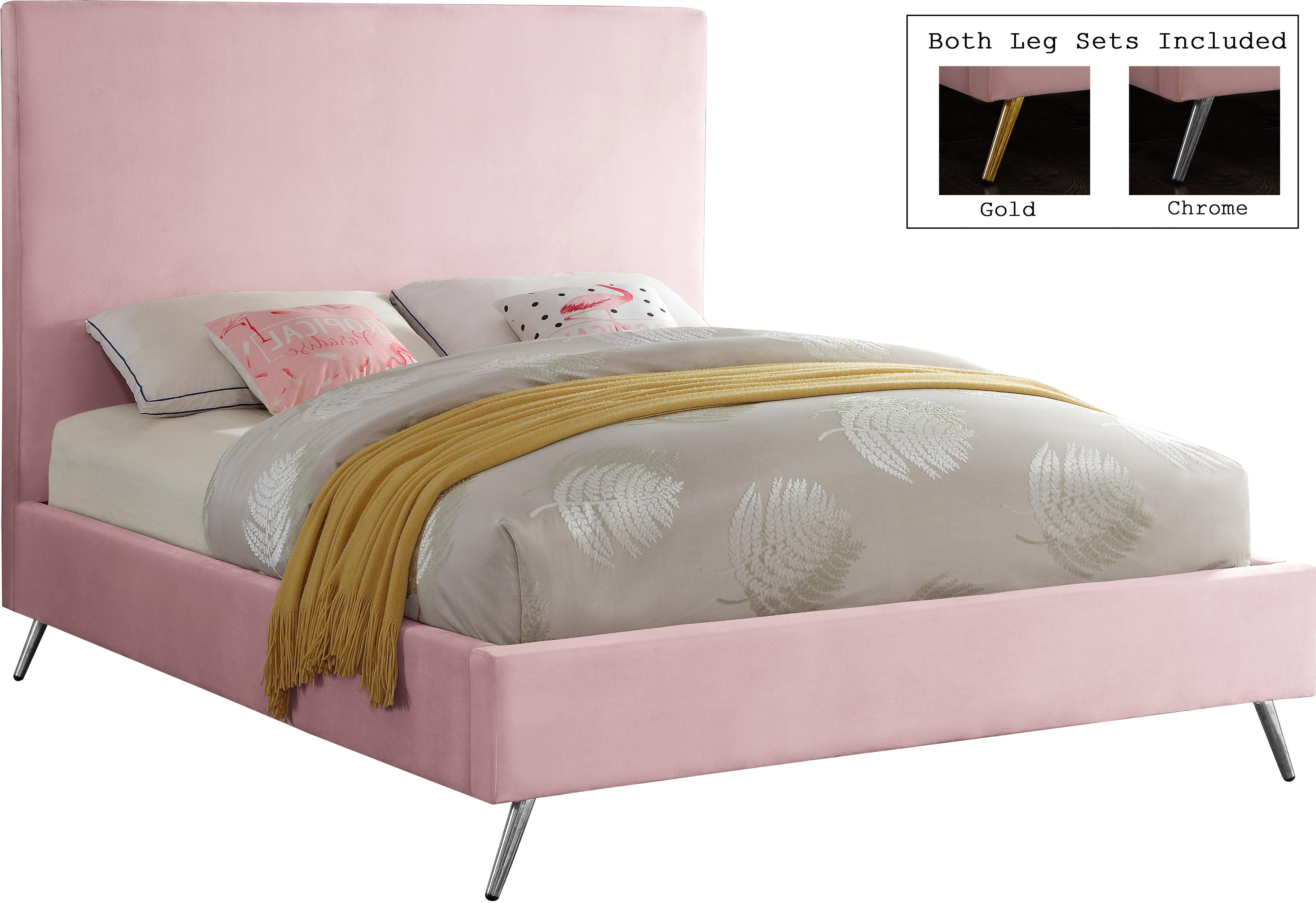 Jasmine Pink Velvet Queen Bed