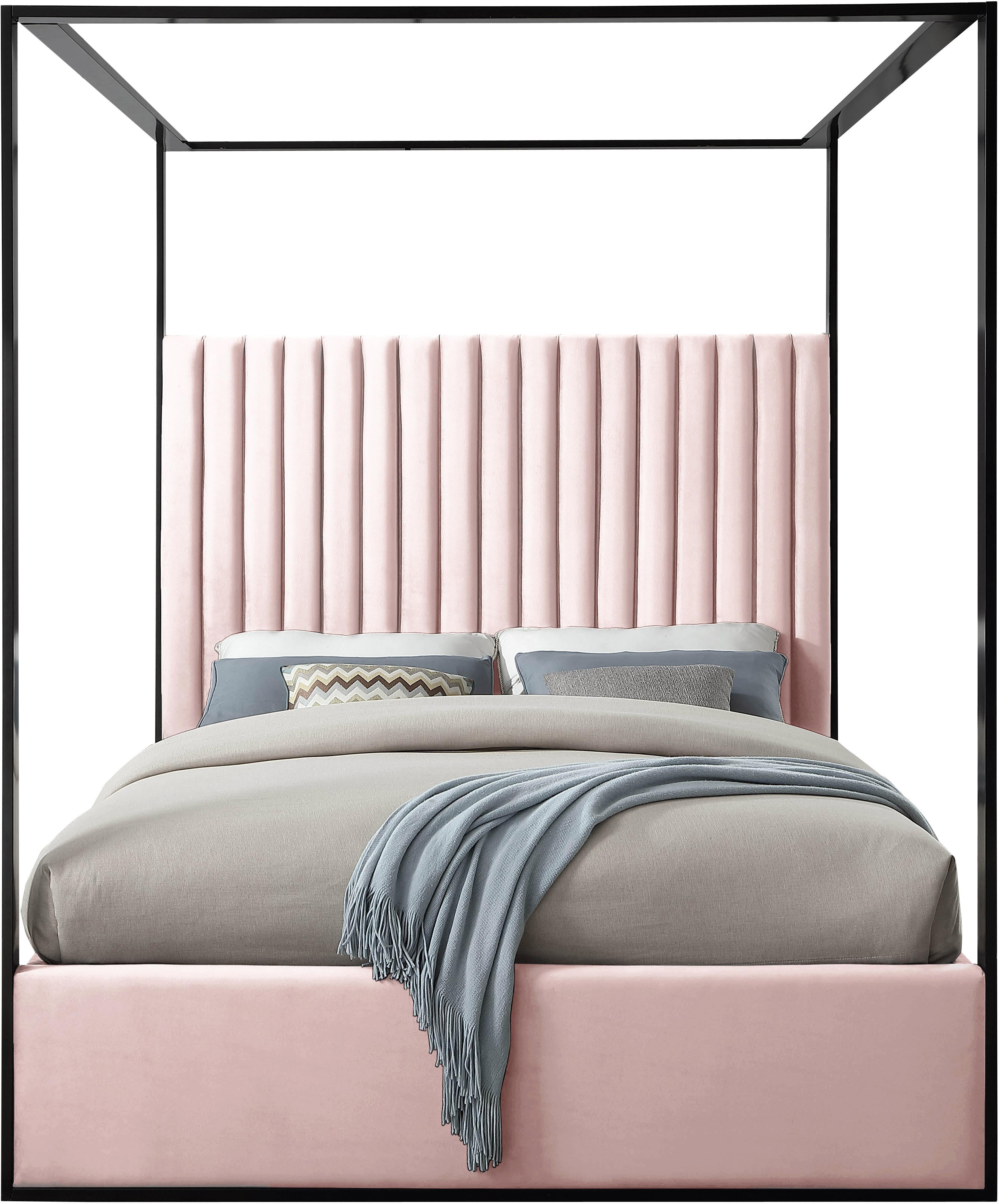 Jax Pink Velvet Queen Bed - Luxury Home Furniture (MI)