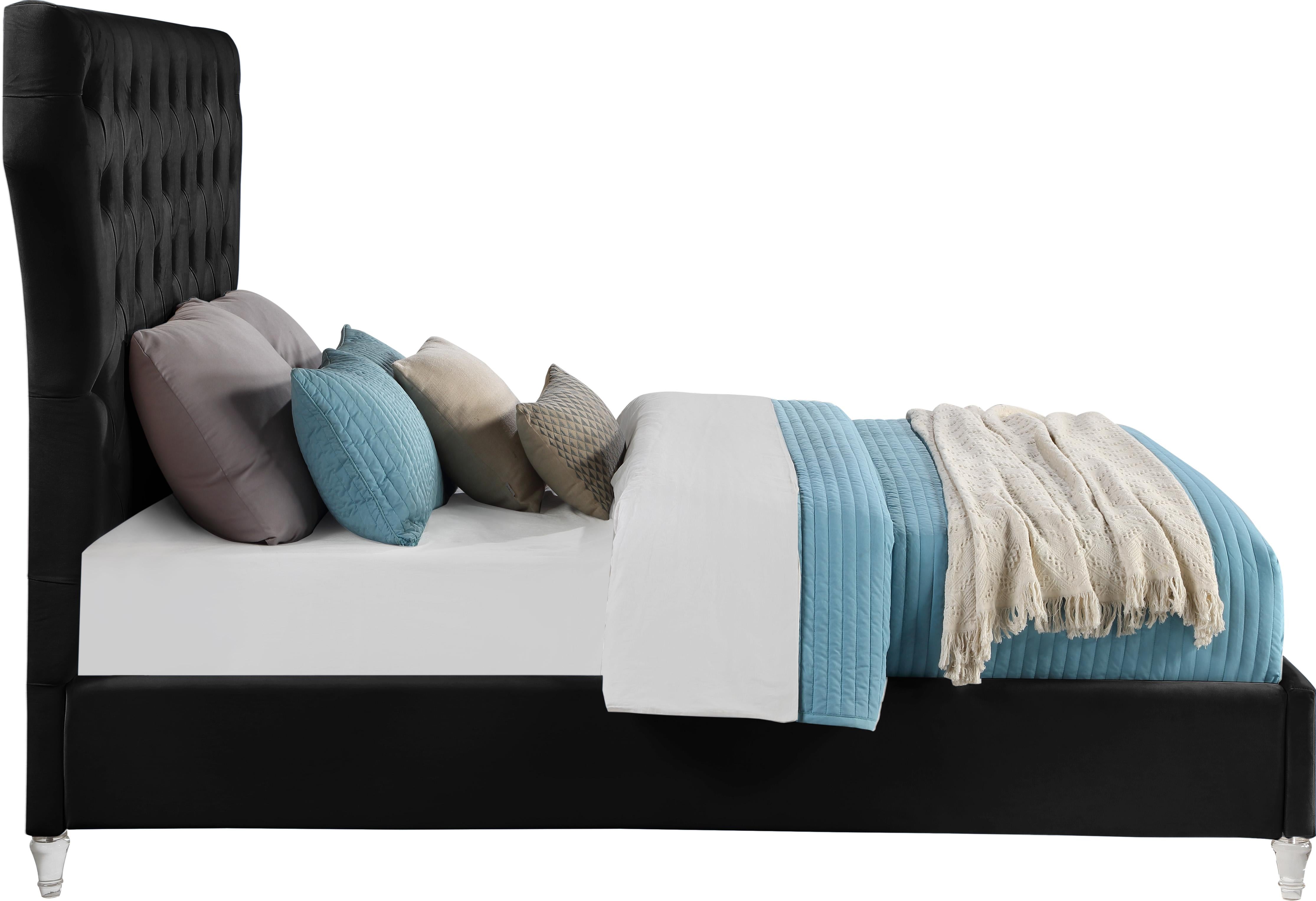 Kira Black Velvet Queen Bed - Luxury Home Furniture (MI)