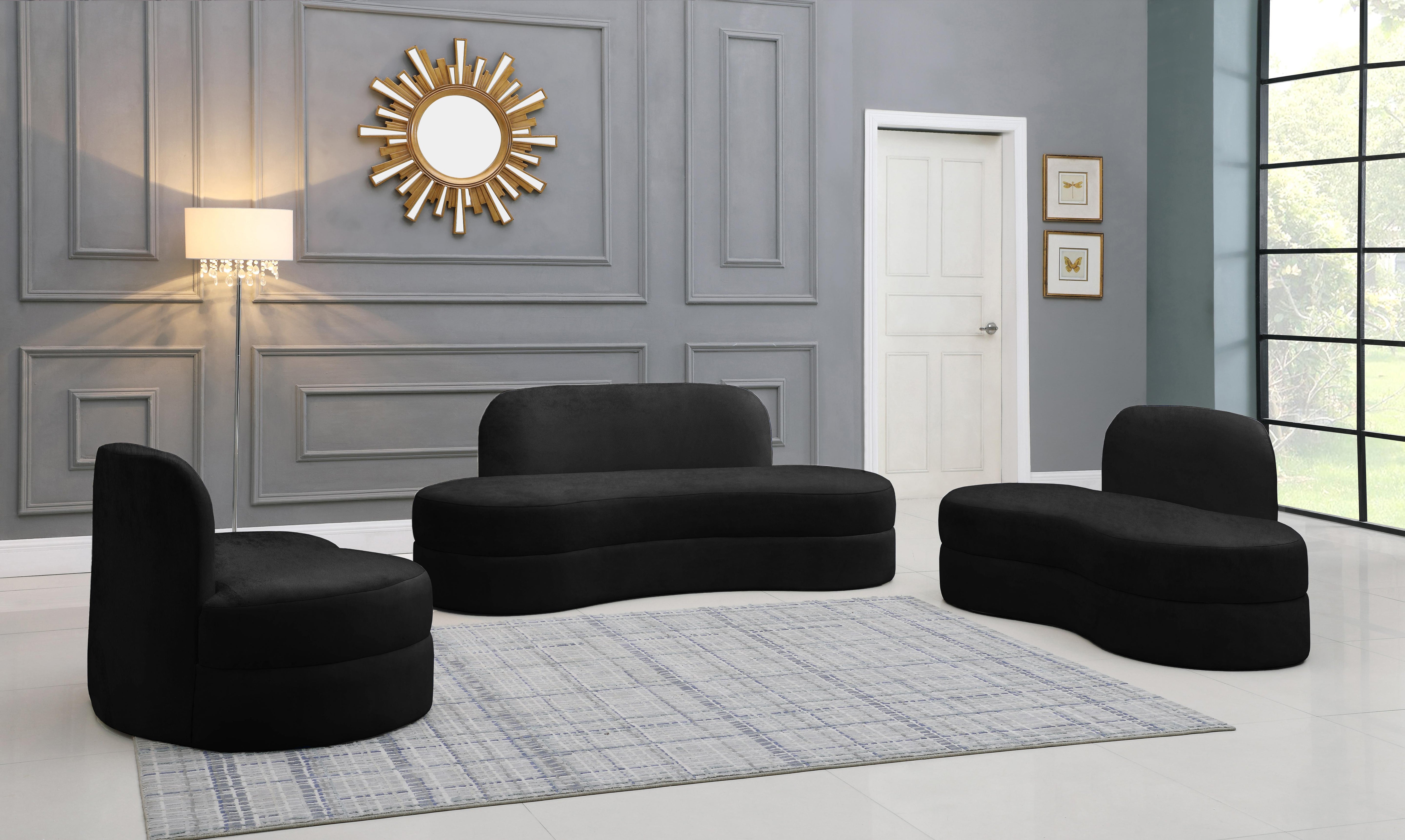 Mitzy Black Velvet Loveseat - Luxury Home Furniture (MI)