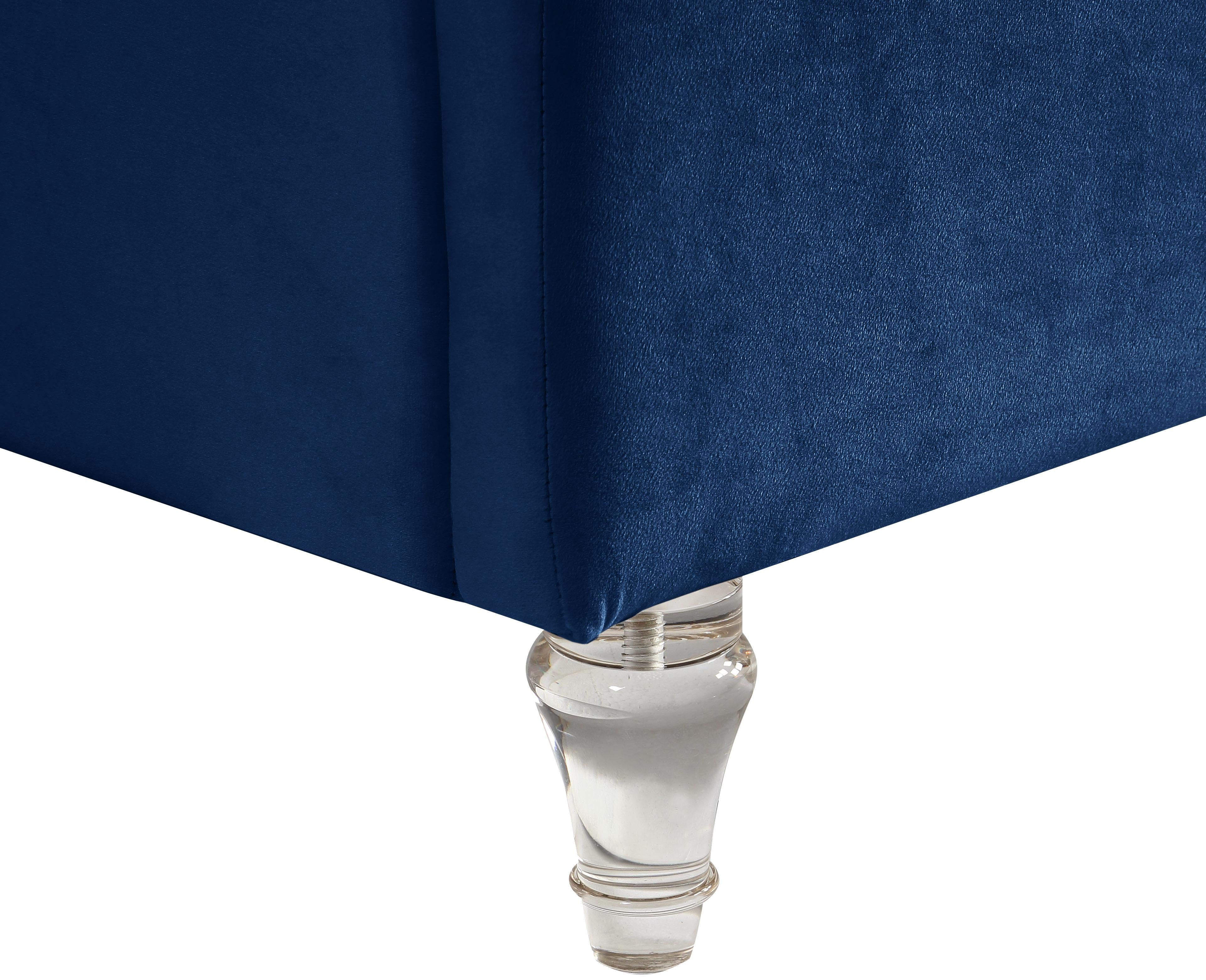 Kira Navy Velvet Queen Bed - Luxury Home Furniture (MI)