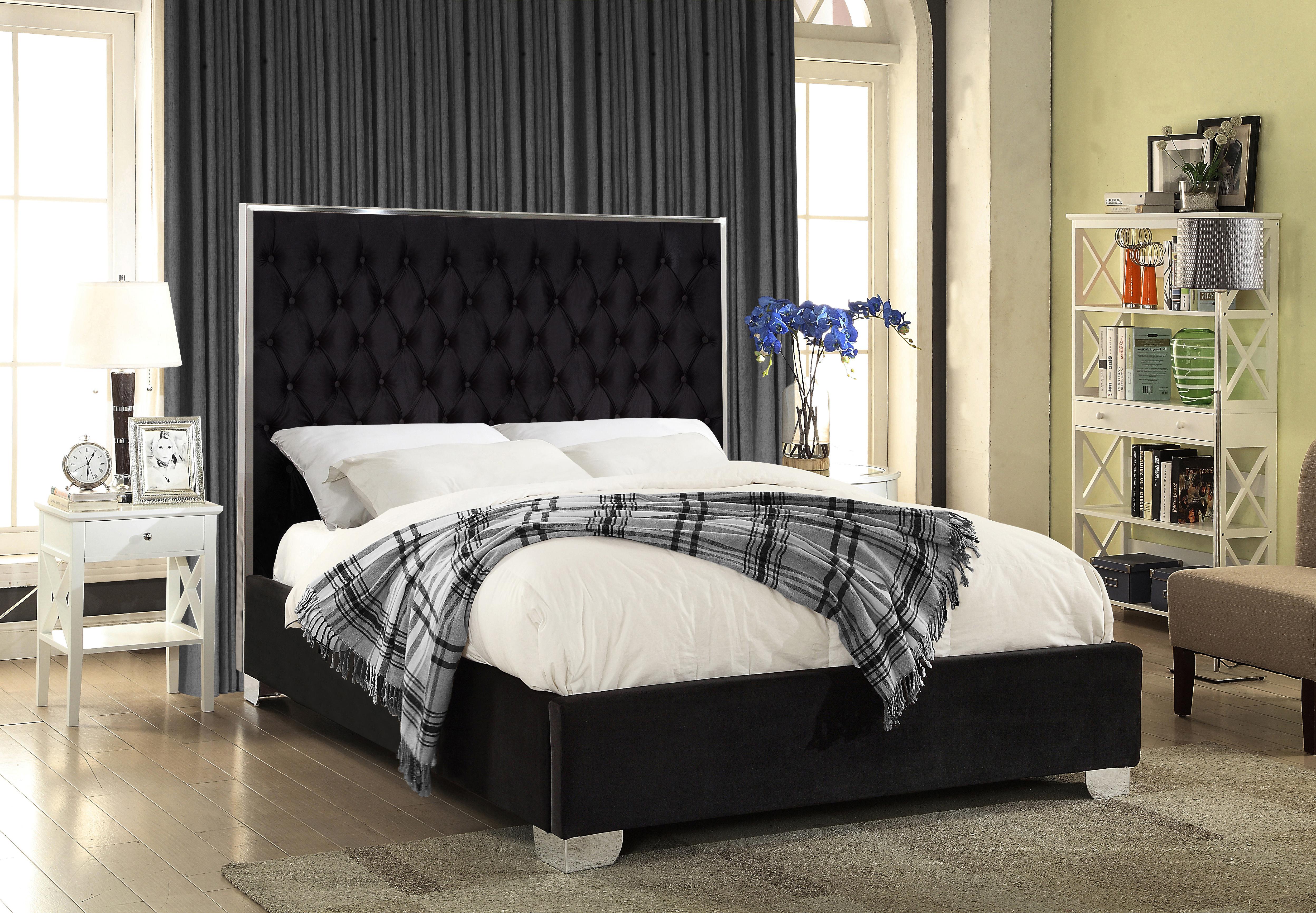 Lexi Black Velvet Full Bed - Luxury Home Furniture (MI)