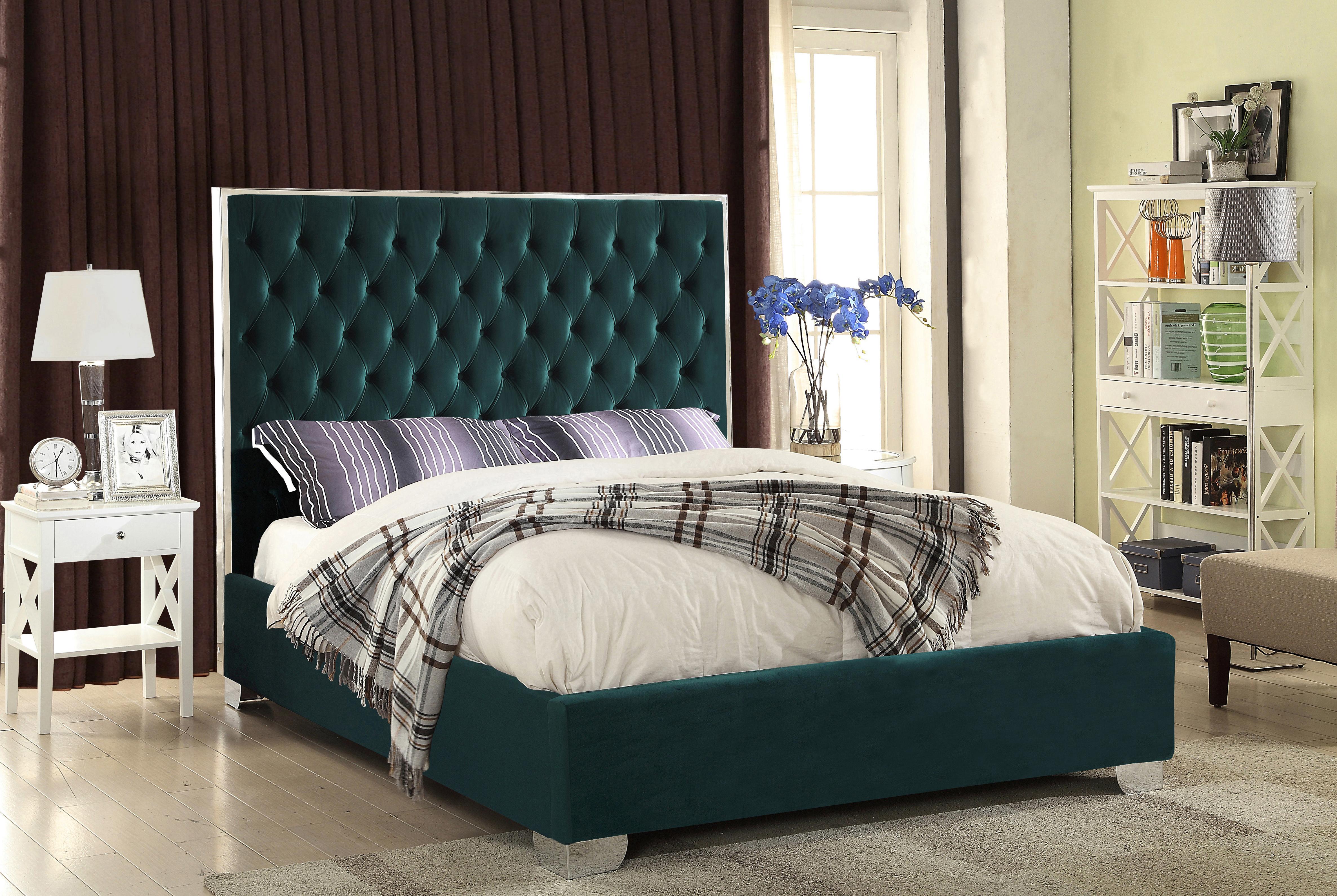 Lexi Green Velvet Full Bed - Luxury Home Furniture (MI)