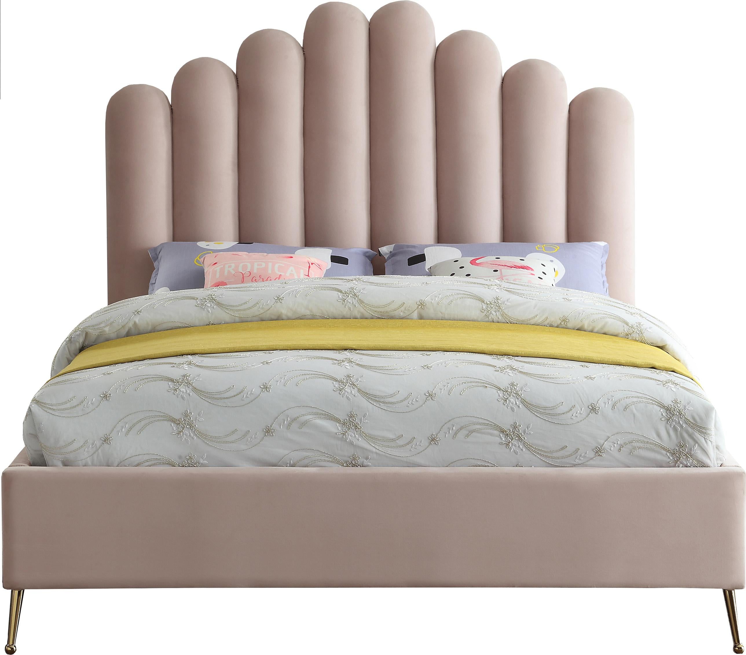 Lily Pink Velvet Queen Bed - Luxury Home Furniture (MI)