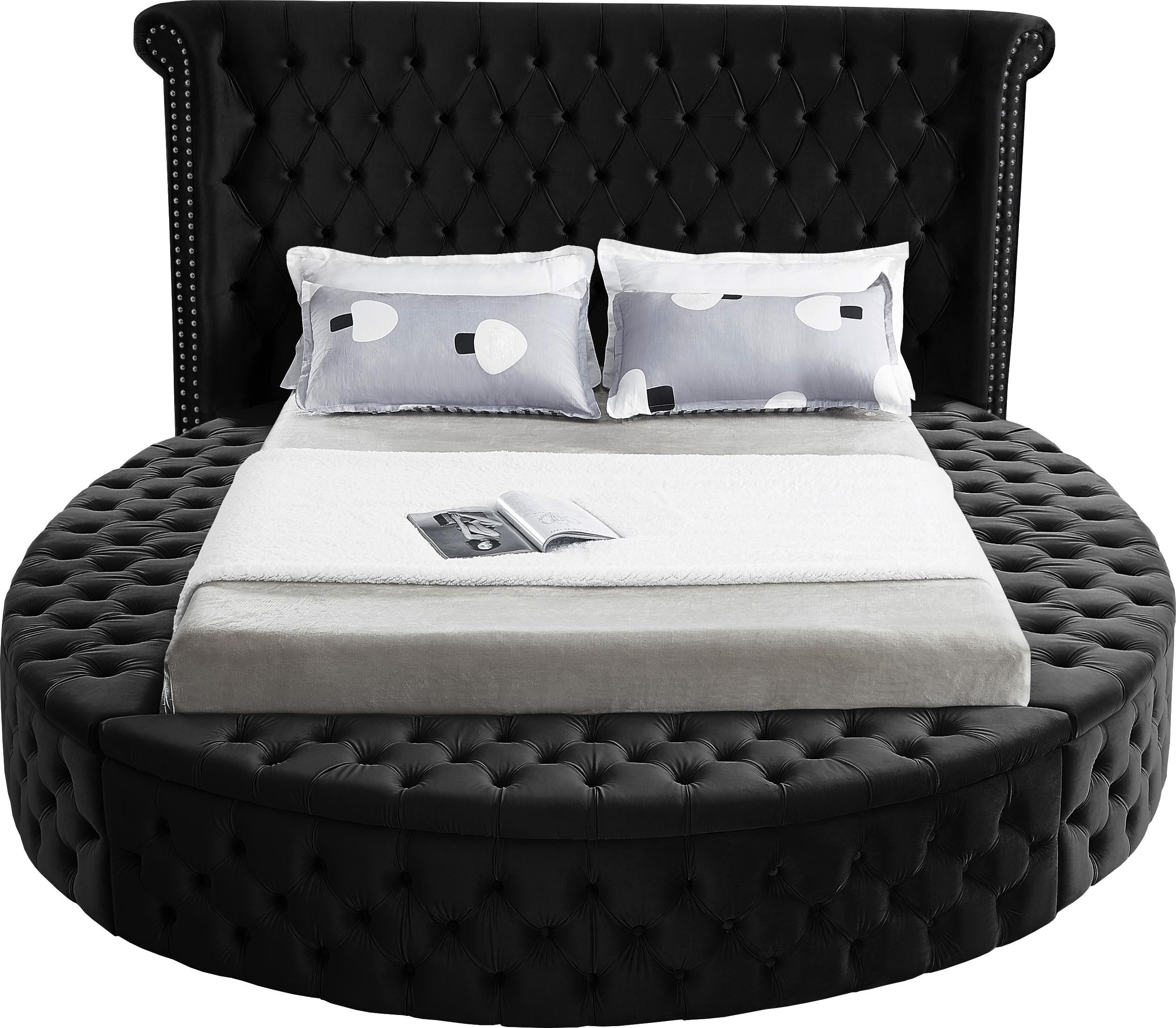 Luxus Black Velvet King Bed (3 Boxes) - Luxury Home Furniture (MI)