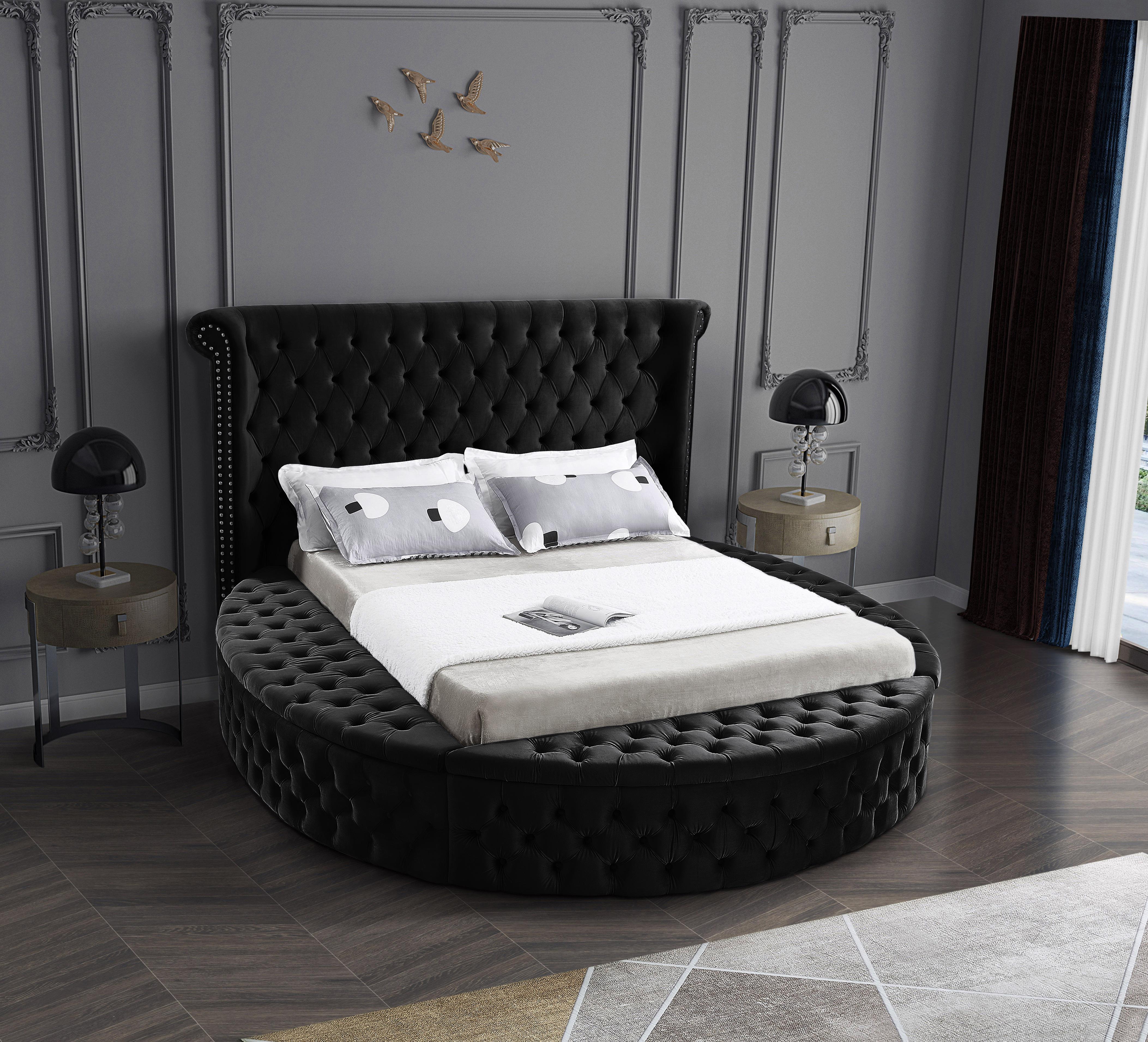 Luxus Black Velvet King Bed (3 Boxes) - Luxury Home Furniture (MI)