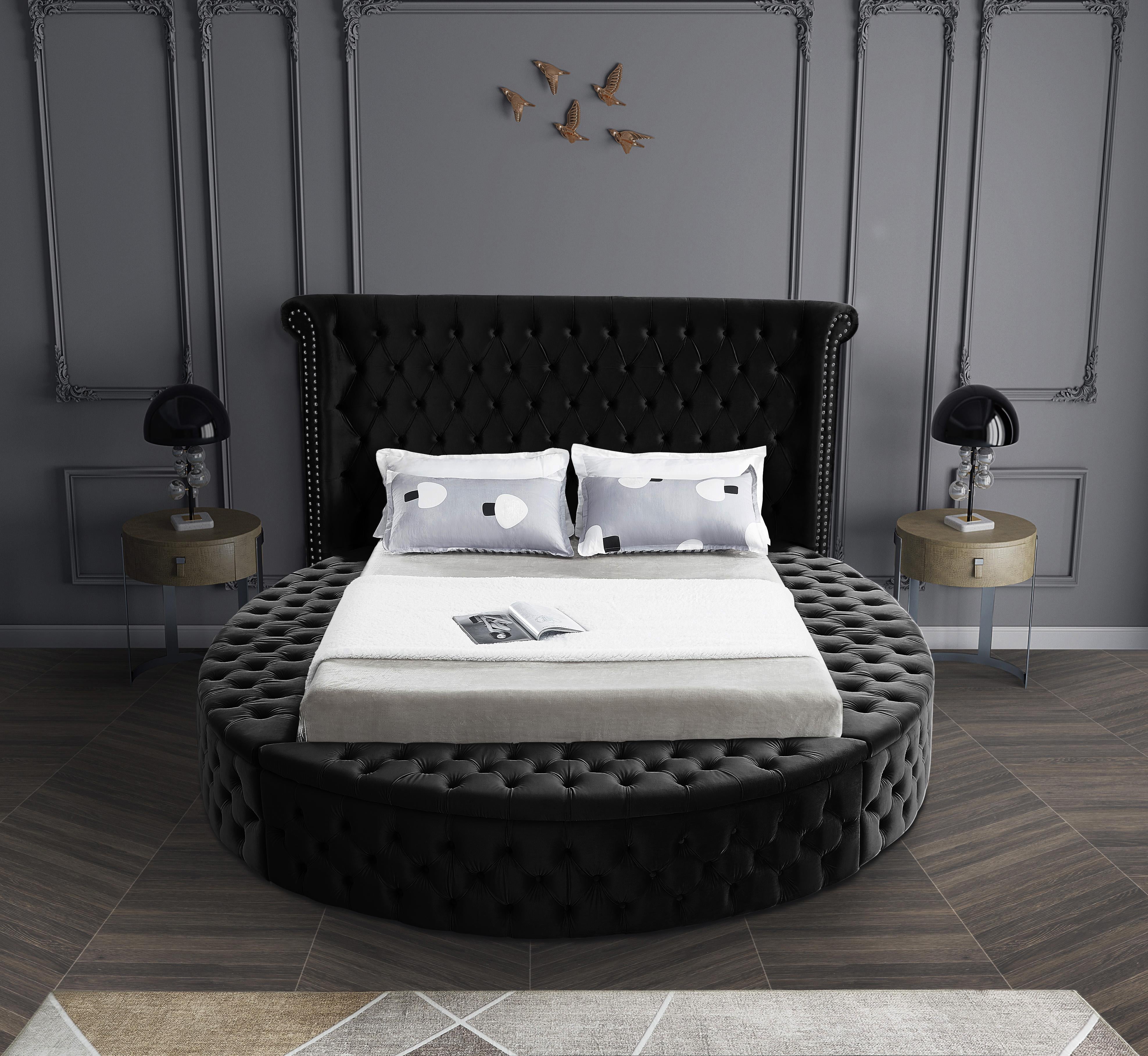 Luxus Black Velvet King Bed (3 Boxes) - Luxury Home Furniture (MI)