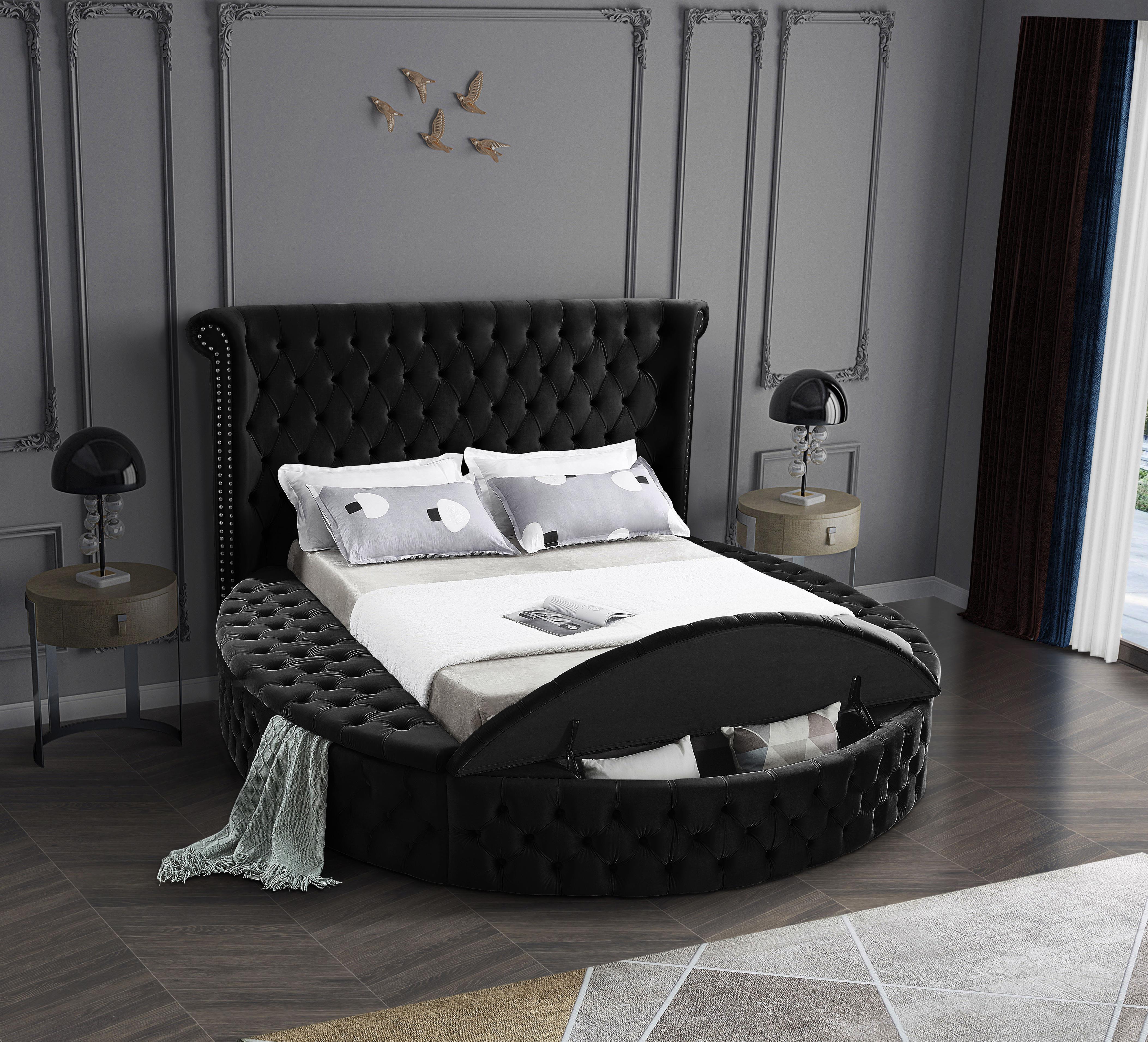 Luxus Black Velvet King Bed (3 Boxes) - Luxury Home Furniture (MI)