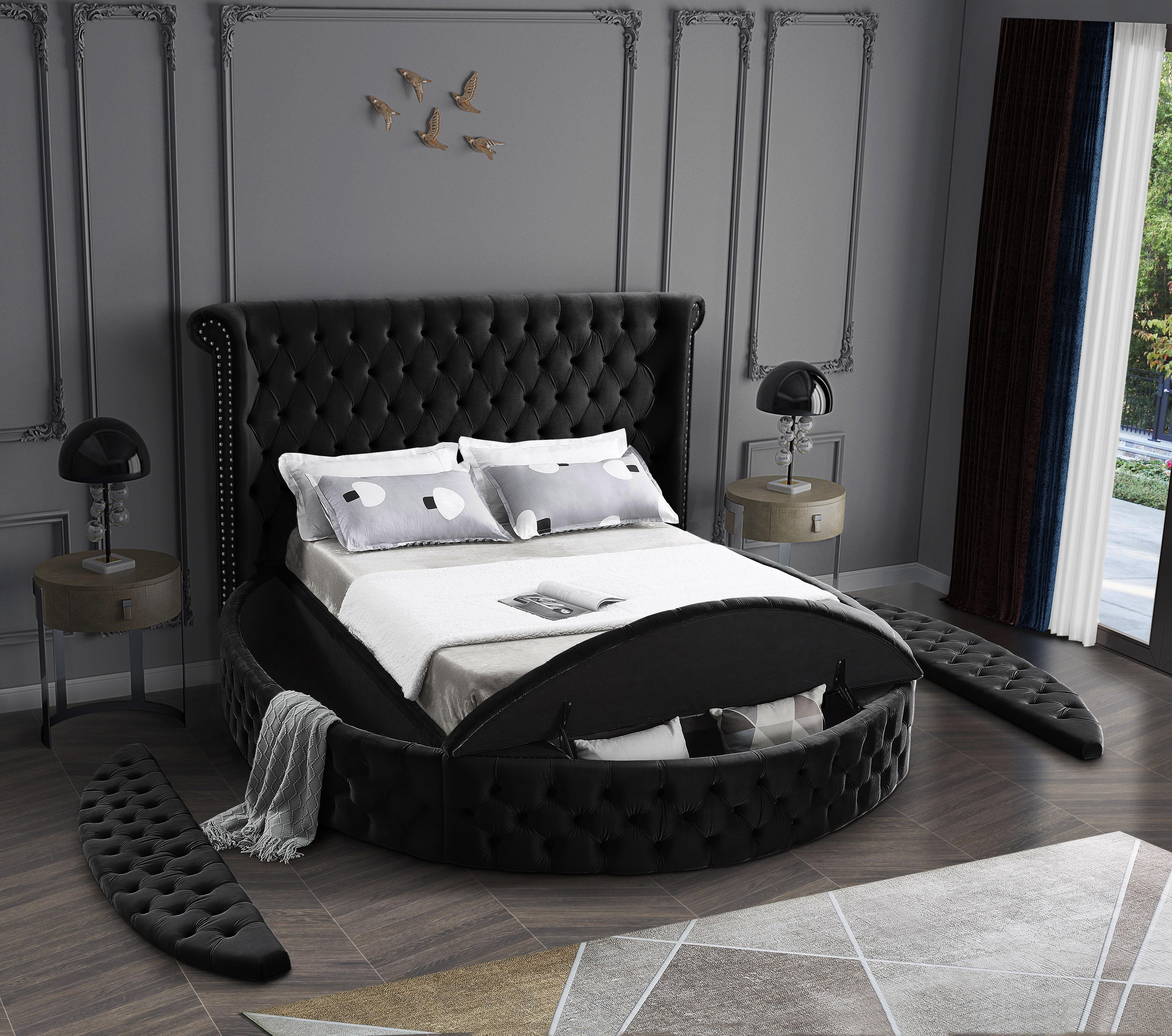 Luxus Black Velvet King Bed (3 Boxes) - Luxury Home Furniture (MI)