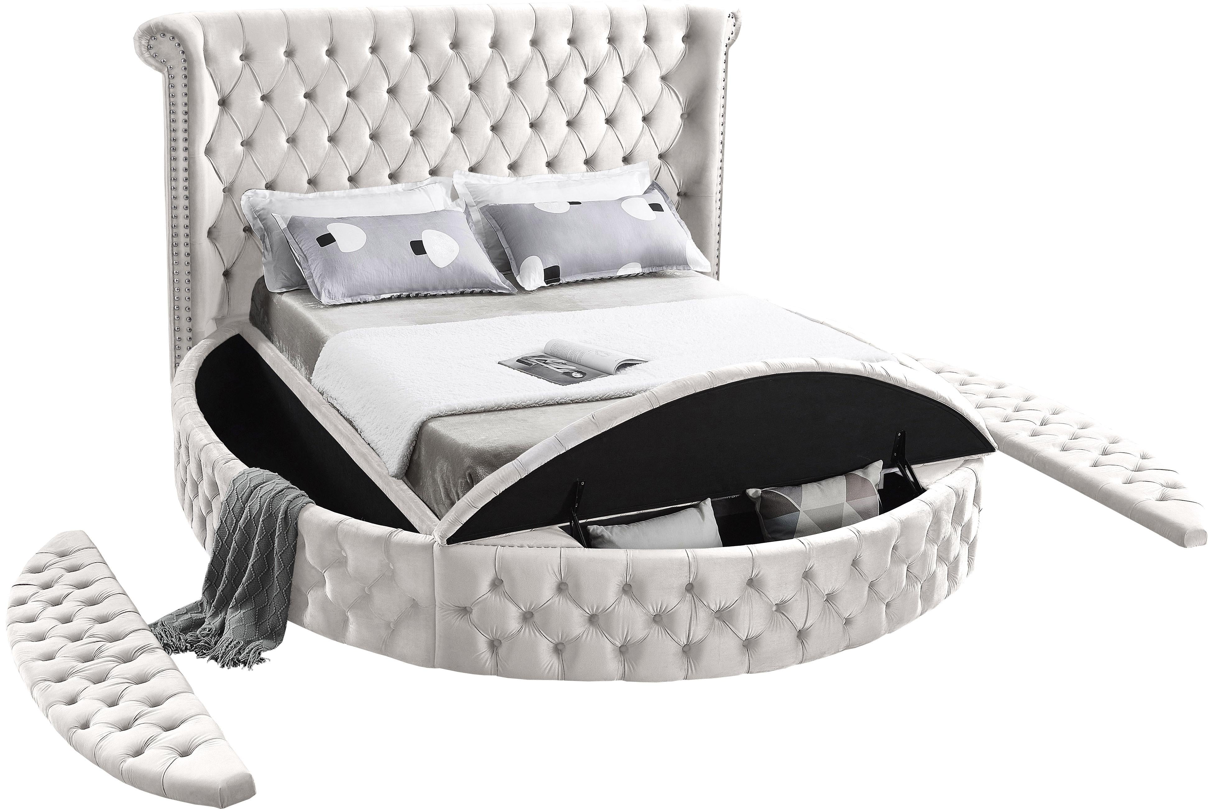Luxus Cream Velvet Full Bed (3 Boxes)