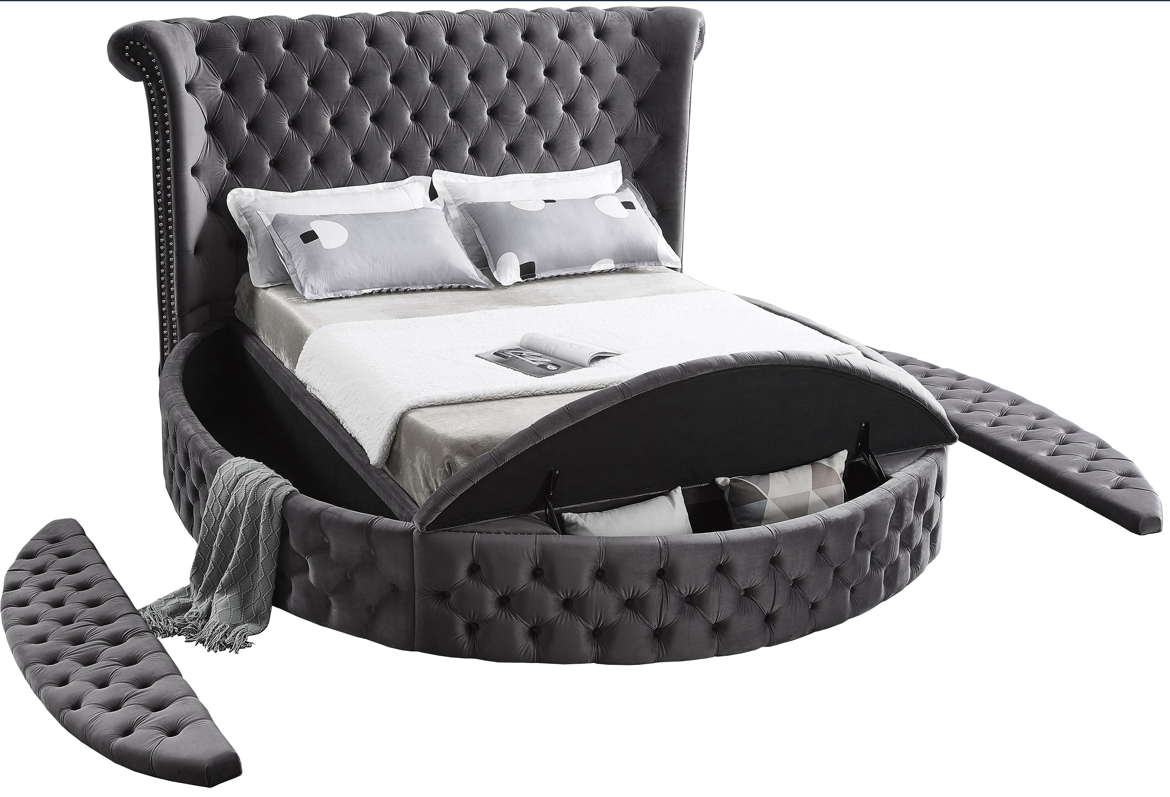 Luxus Grey Velvet Queen Bed (3 Boxes) - Luxury Home Furniture (MI)