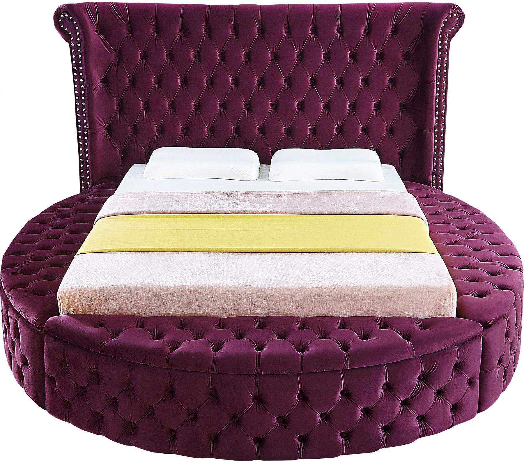 Luxus Purple Velvet King Bed - Luxury Home Furniture (MI)