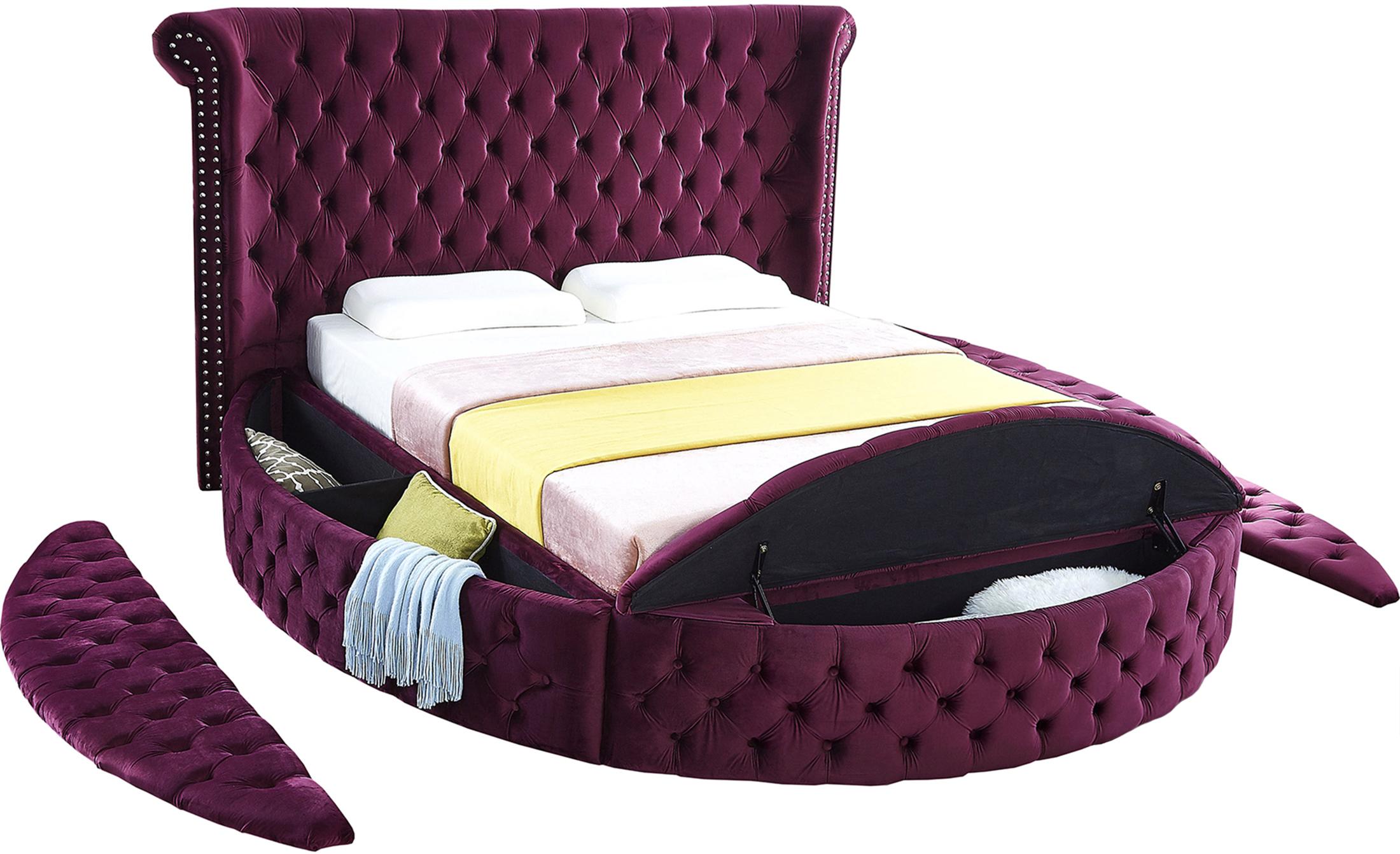 Luxus Purple Velvet King Bed - Luxury Home Furniture (MI)