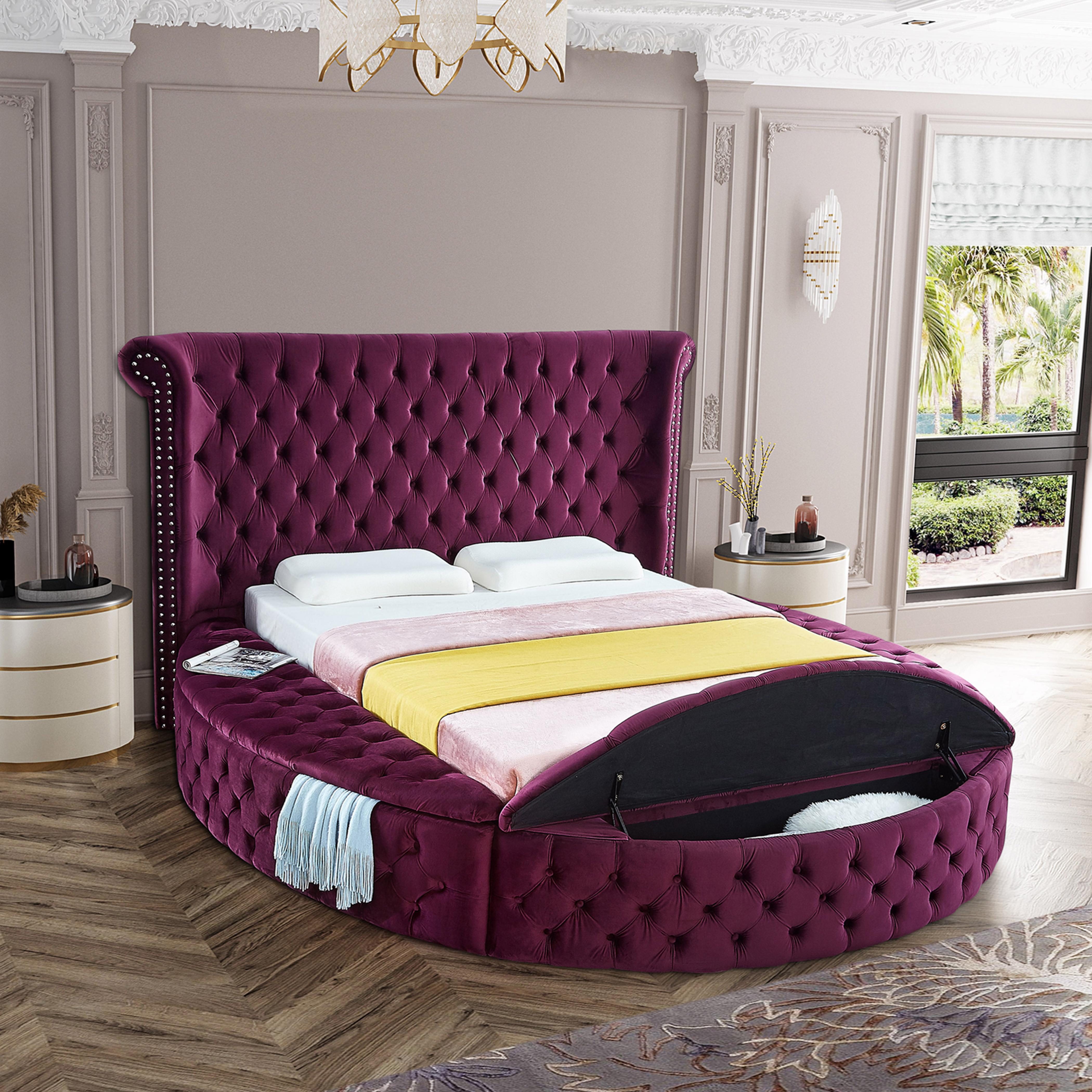 Luxus Purple Velvet King Bed - Luxury Home Furniture (MI)