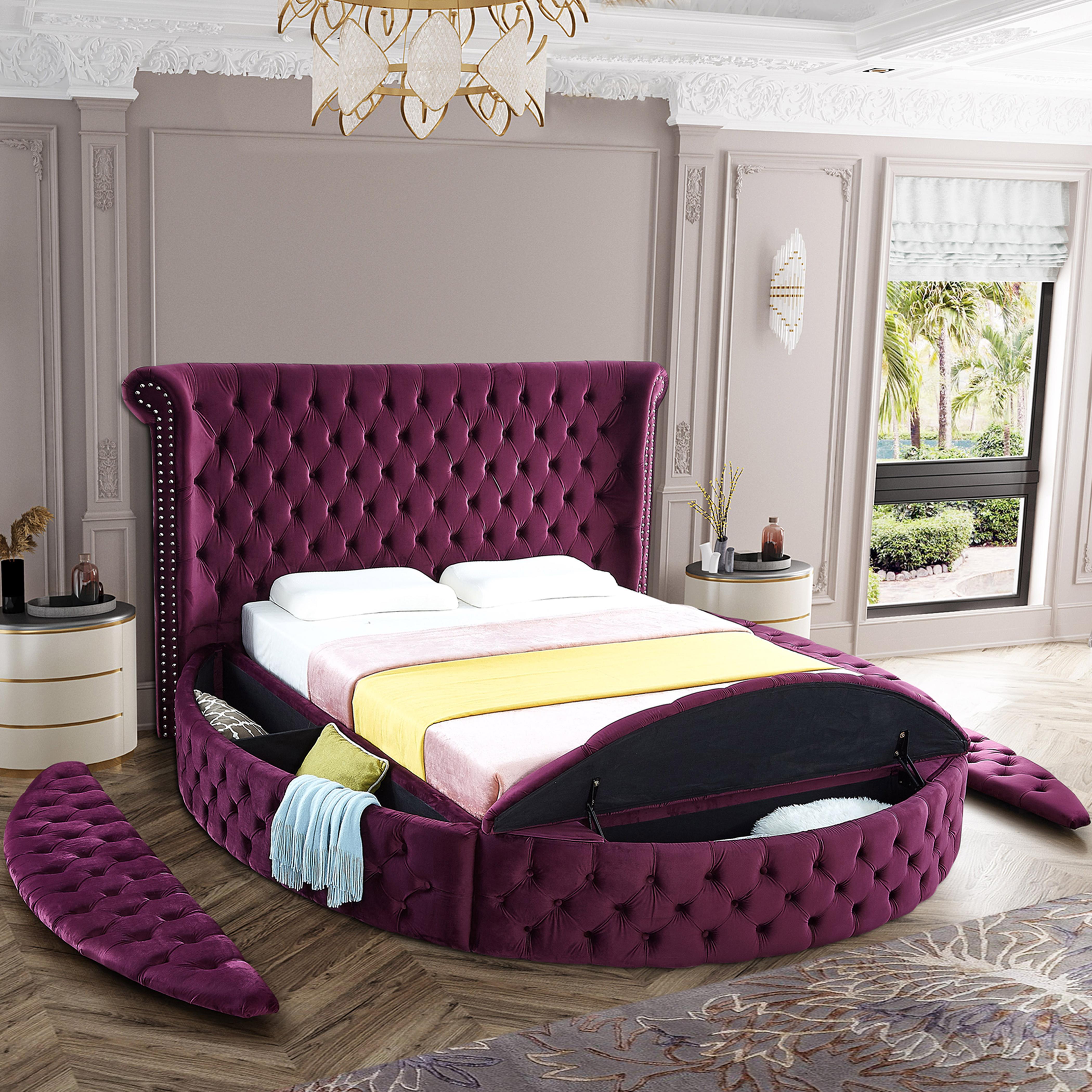 Luxus Purple Velvet King Bed - Luxury Home Furniture (MI)