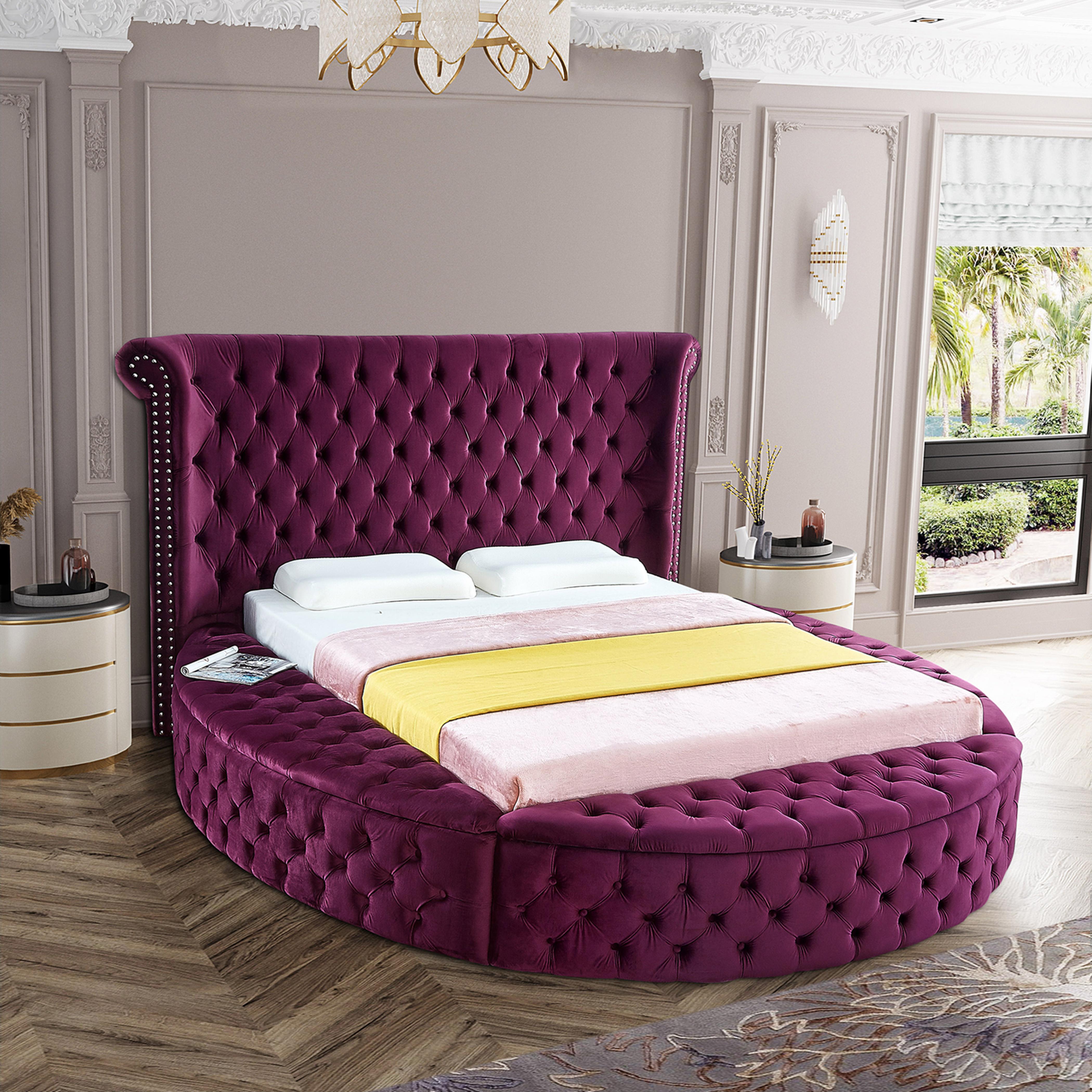 Luxus Purple Velvet King Bed - Luxury Home Furniture (MI)